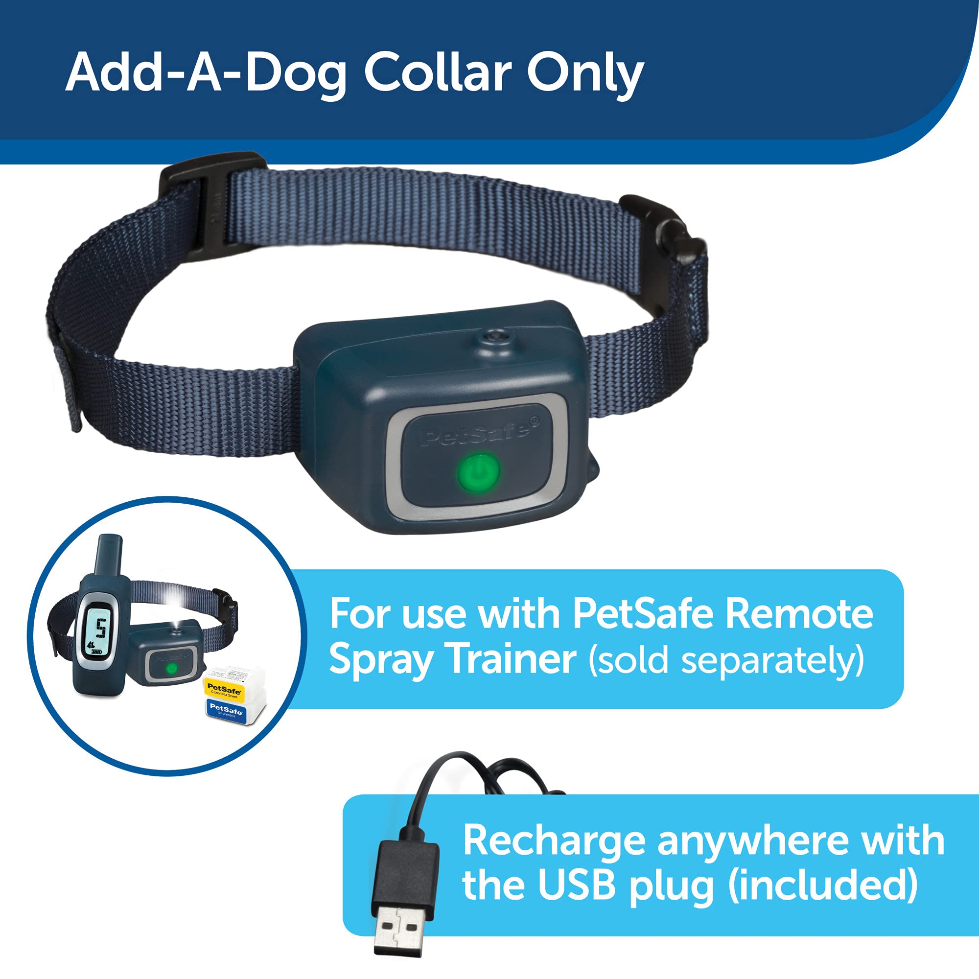 Petsafe Remote Spray Trainer, Add-A-Dog Training Collar - 3 Modes: Tone, Vibration Or Spray -Rechargeable And Water-Resistant -