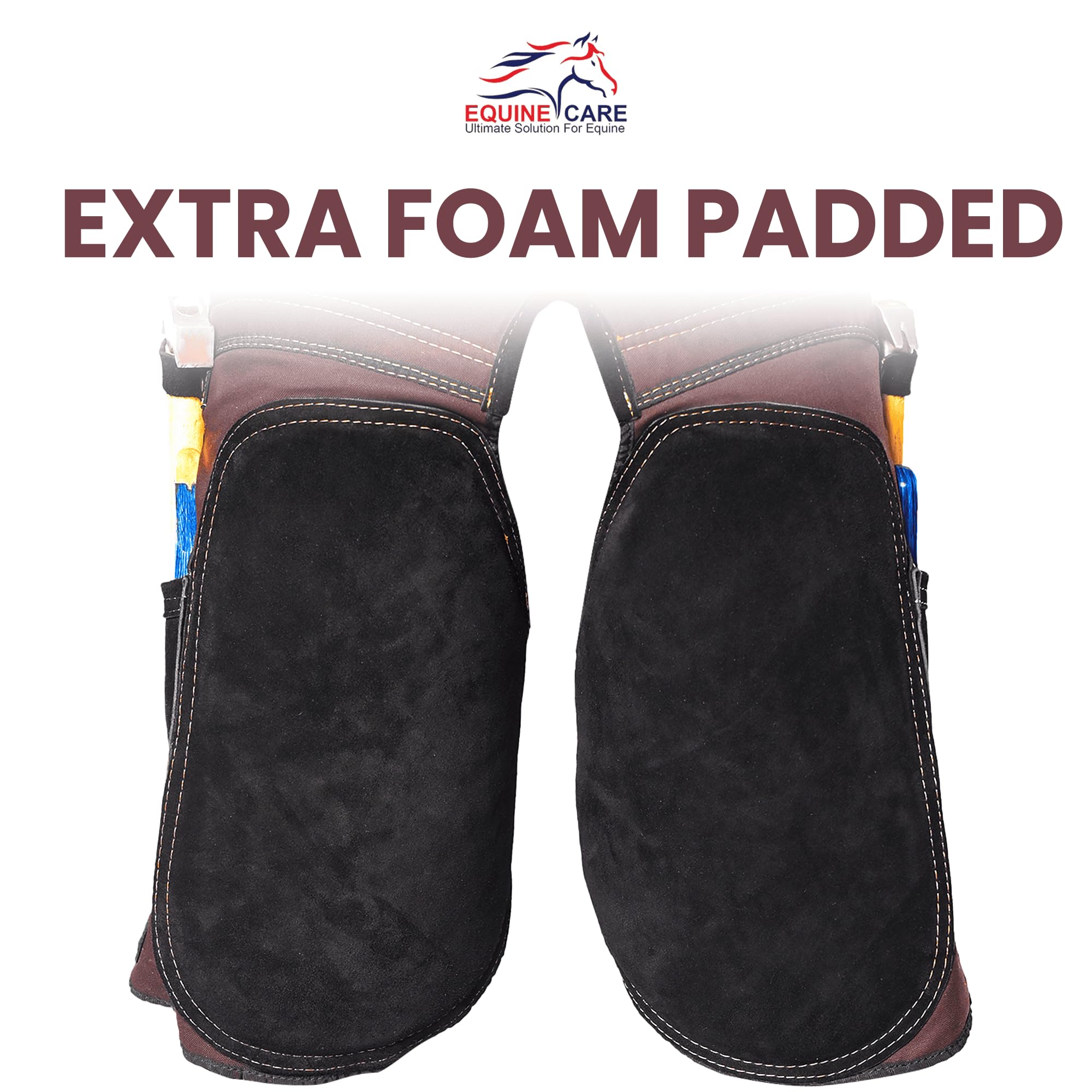 Equine Care Womens Farrier Apron Chaps - 2Mm Cowhide Suede Leather, 500 Gsm Canvas, 23'' Length, Adjustable Waist (28-52''), Amb