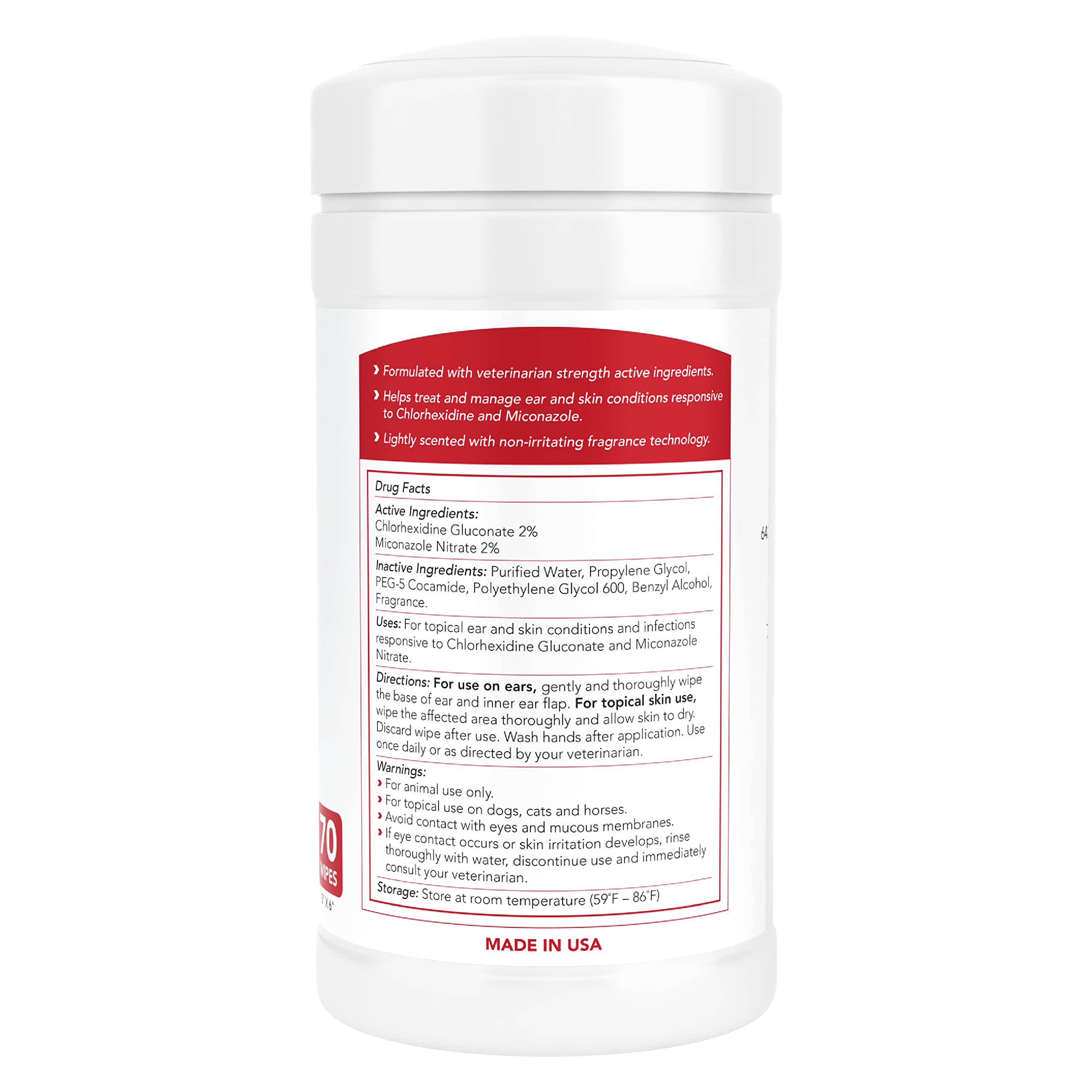 Nootie Medicated Dog Wipes, 2% Chlorhexidine and 2% Miconazole Formulated Pet Wipes for Dogs and Cats - 5x 6 Size XL Wipes - 70