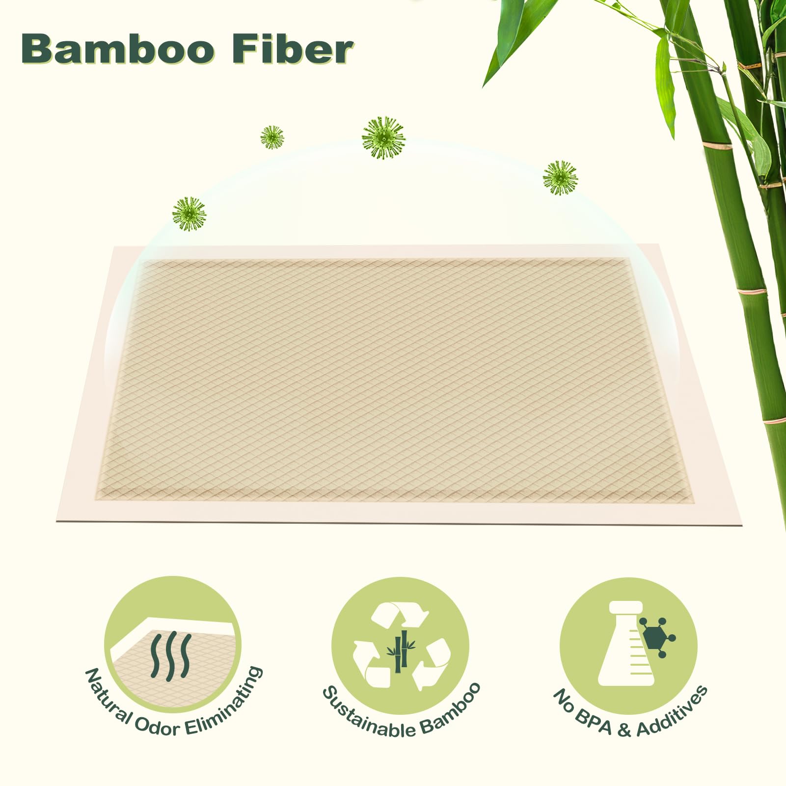 Mizok Bamboo Dog Pads Odor Eliminating 36X36In Xxxl Dog Training Pads, 11 Cups Super Absorbent Leak-Proof Dog Pee Pads With Adhe