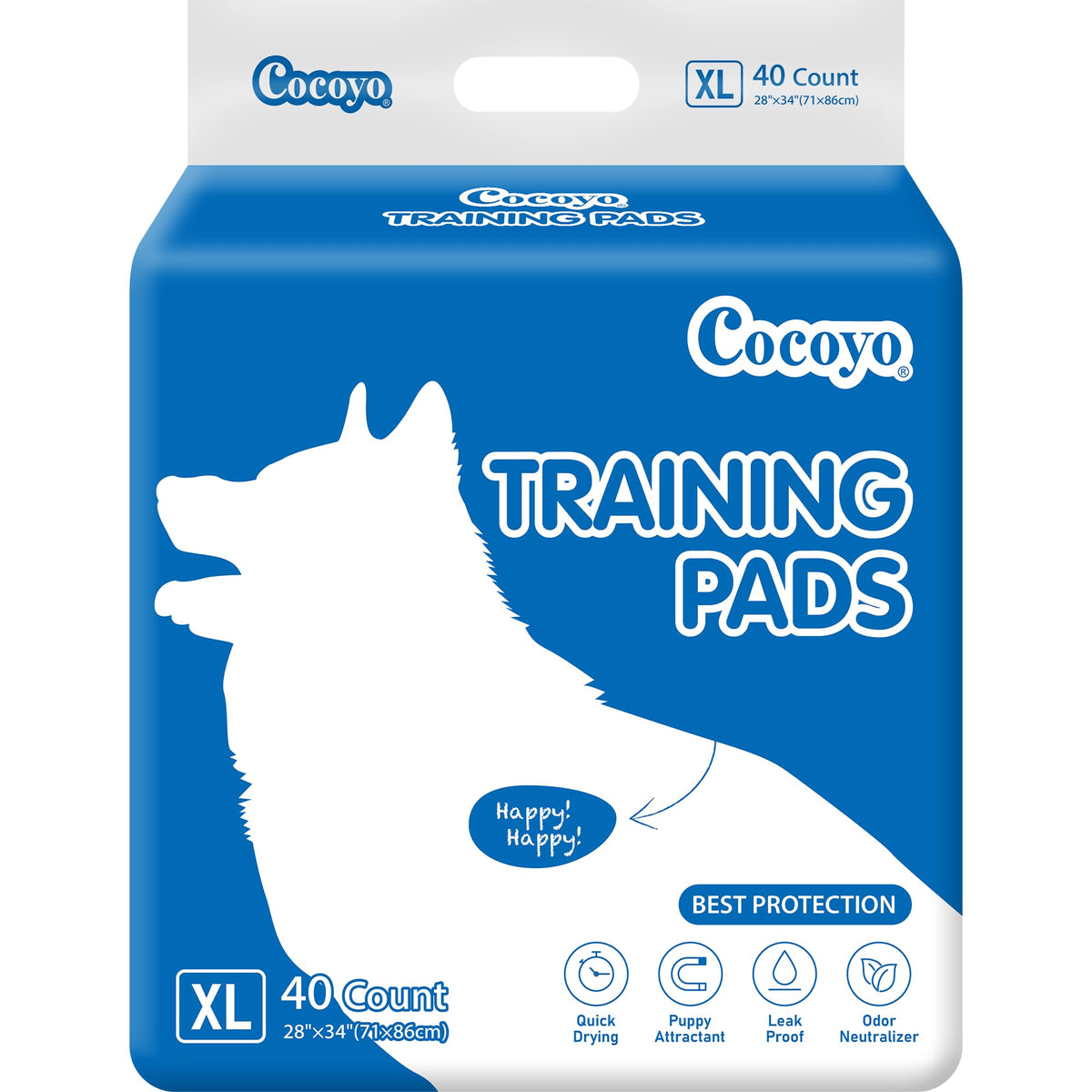 Cocoyo Best Value Training Pads, 28' By 34' Xl, 40 Count,Blue And White, Packaging May Vary