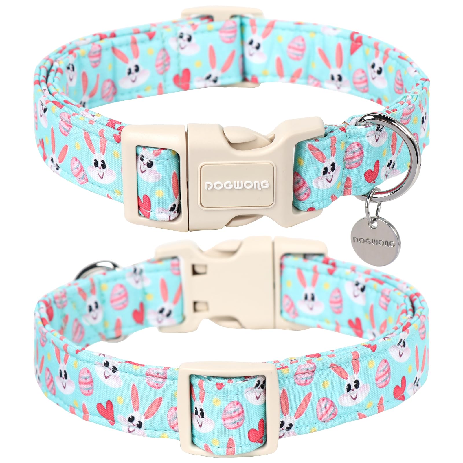 Dogwong Easter Dog Collar, Blue Bunny Egg Dog Collar Soft Durable Adjustable Costume Cute Rabbit Easter Puppy Collar For Small M