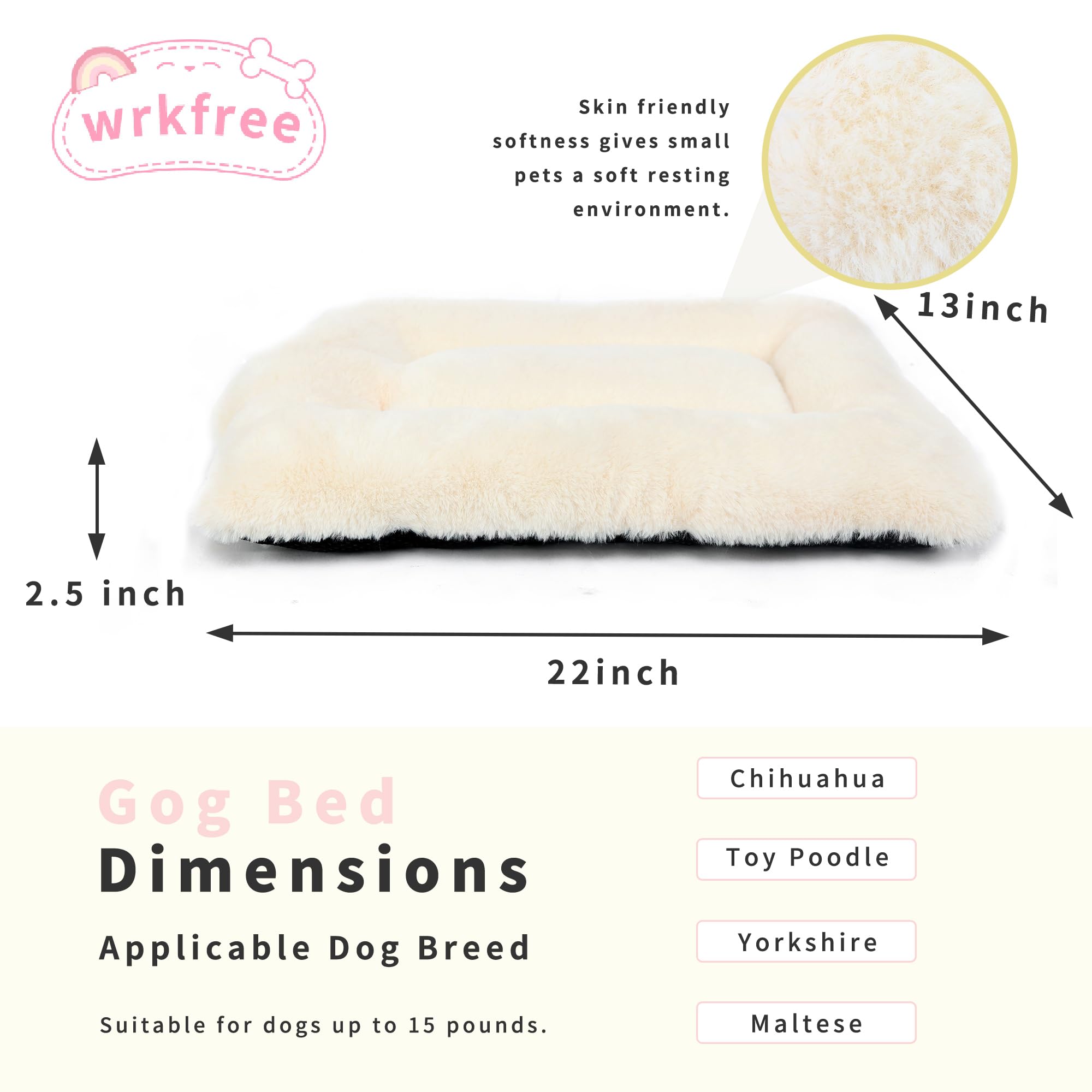 Dog Crate Bed Washable Dog Beds For Xx-Small Dogs Deluxe Thick Flannel Fluffy Comfy Kennel Pad Anti-Slip & Anti-Scratch Pet Slee