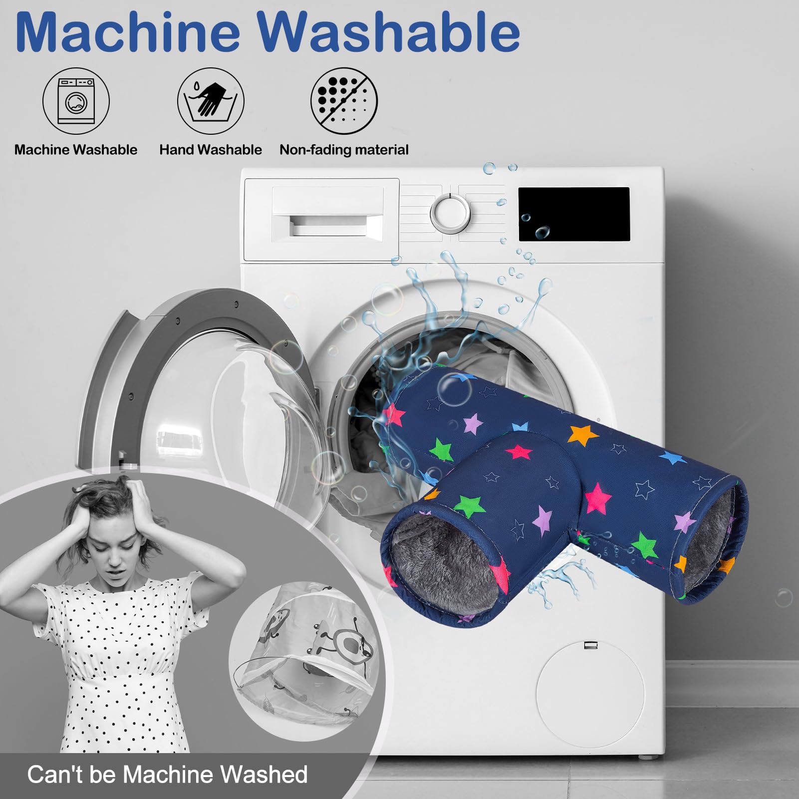 Glittme Guinea Pig Tunnel Washable Guinea Pigs Hideout Portable Rabbit Tunnels Soft Ferret Tunnel For Playing Resting Guinea Pig