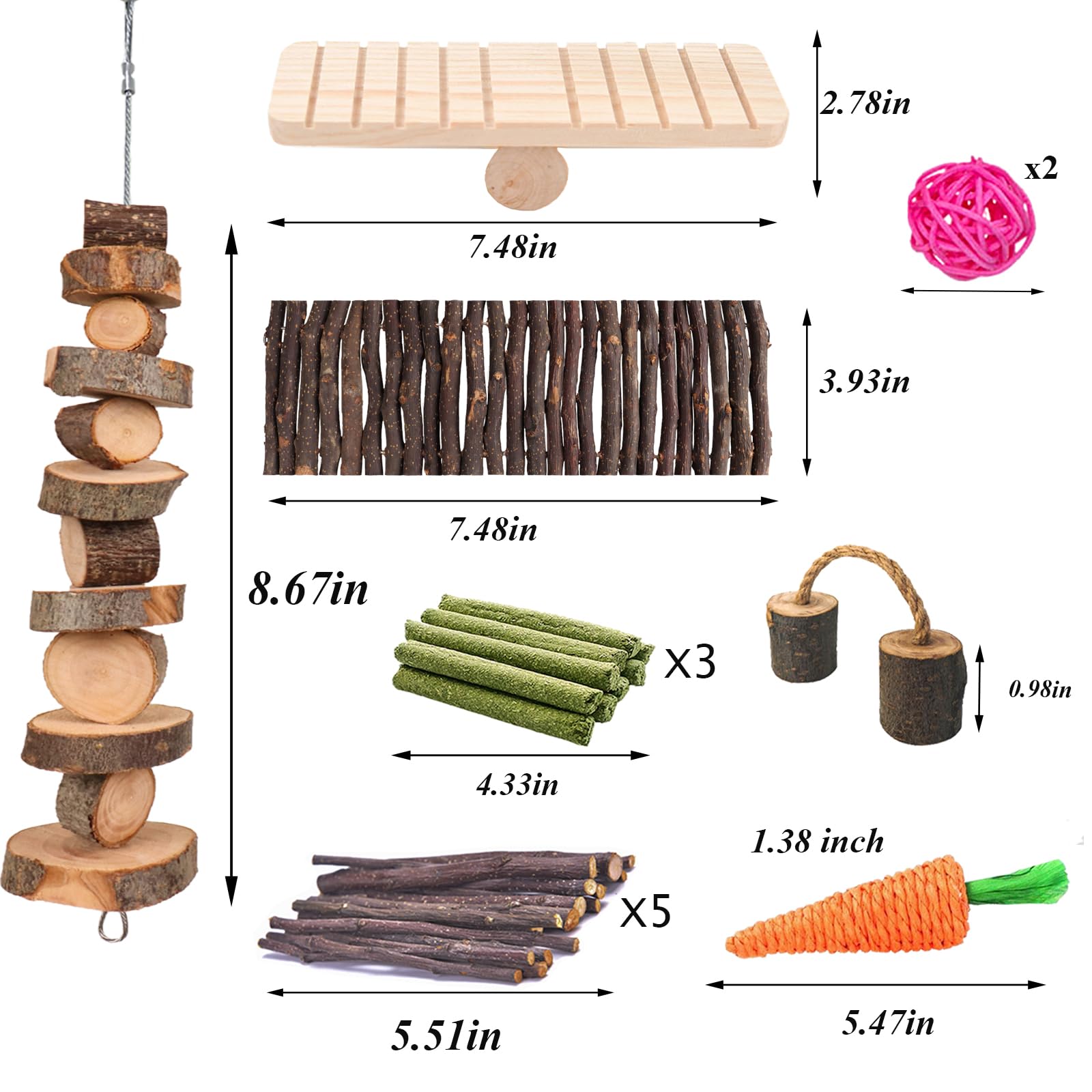 Grddaef Hamster Toys, Guinea Pig Chew Toys Small Animal Enrichment Toys Cage Accessories For Chinchilla Gerbils Rats Bunny Mouse