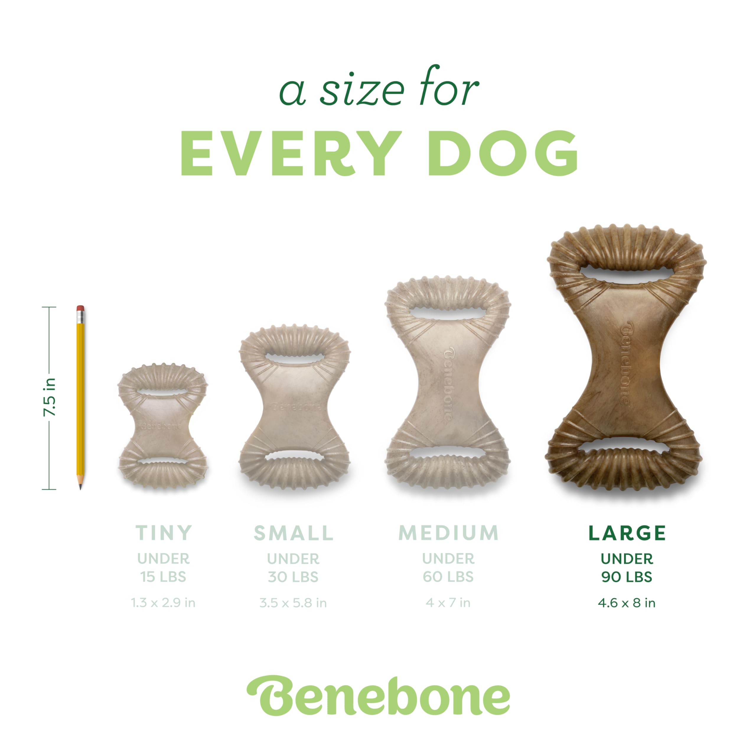 Benebone Dental Durable Dog Chew Toy For Aggressive Chewers, Real Peanut, Made In Usa, Large