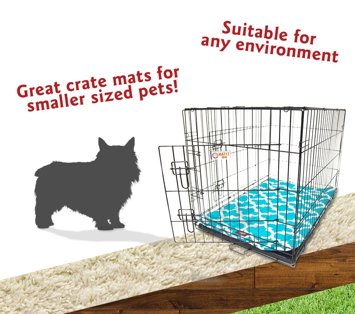 24' Trellis Teal Blue Crate Dog Bed Mat By Majestic Pet Products
