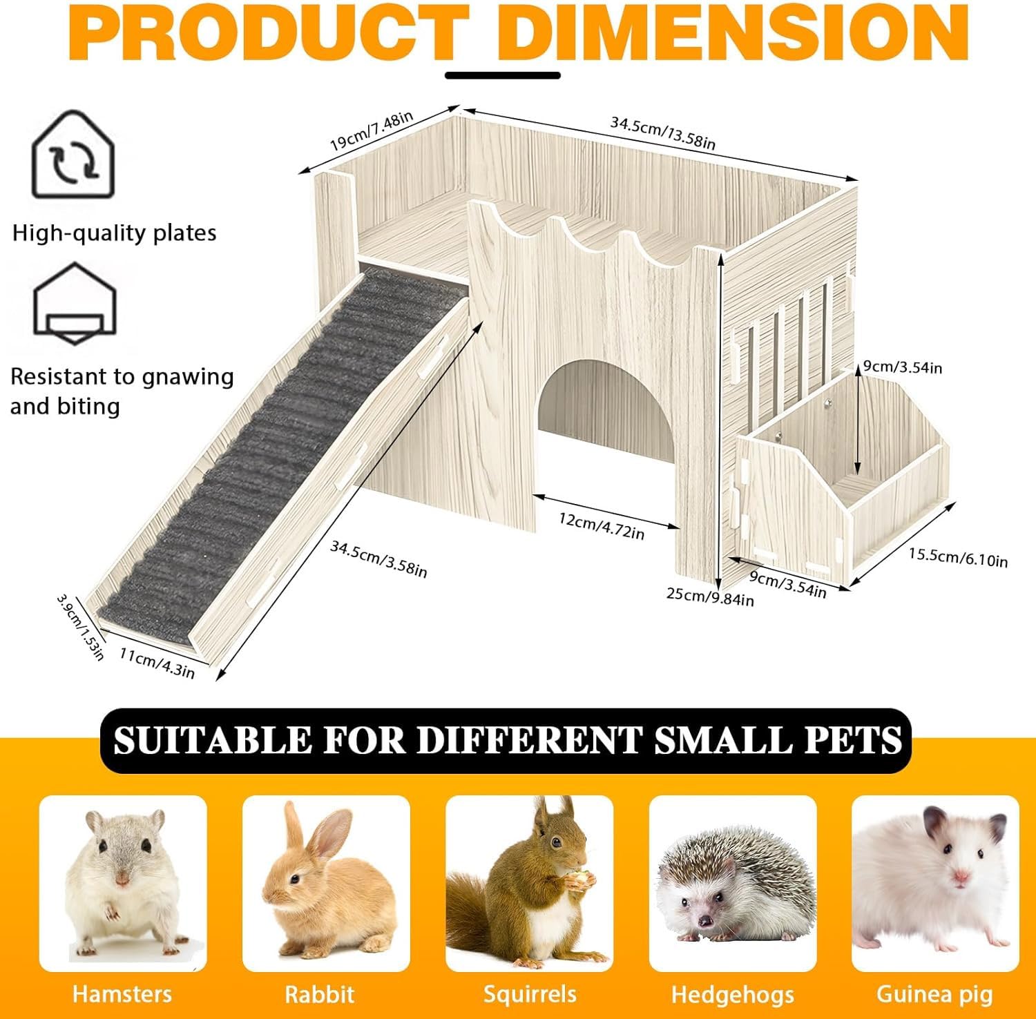 Guinea Pig Hideout House, Wooden Guinea Pig Castle With Feeding Basin, Guinea Pig Toys Accessories For Chinchilla Hamster Hedgeh