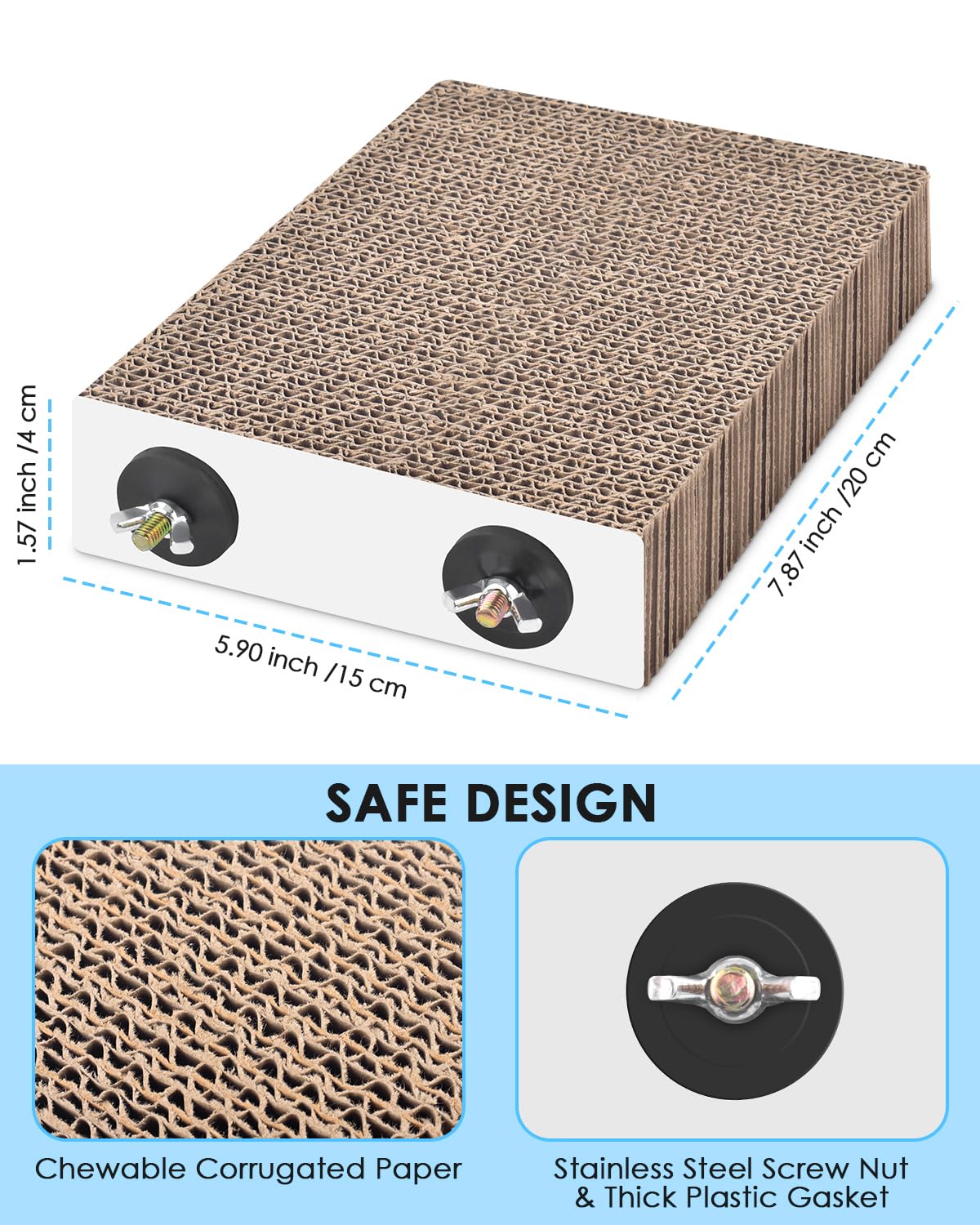 Katumo Parrot Toys, 7 Inch Conure Shredder Foraging Toys Bird Perch Stand Cardboard Cockatiel Chew Toys For Parakeet Canary Conu