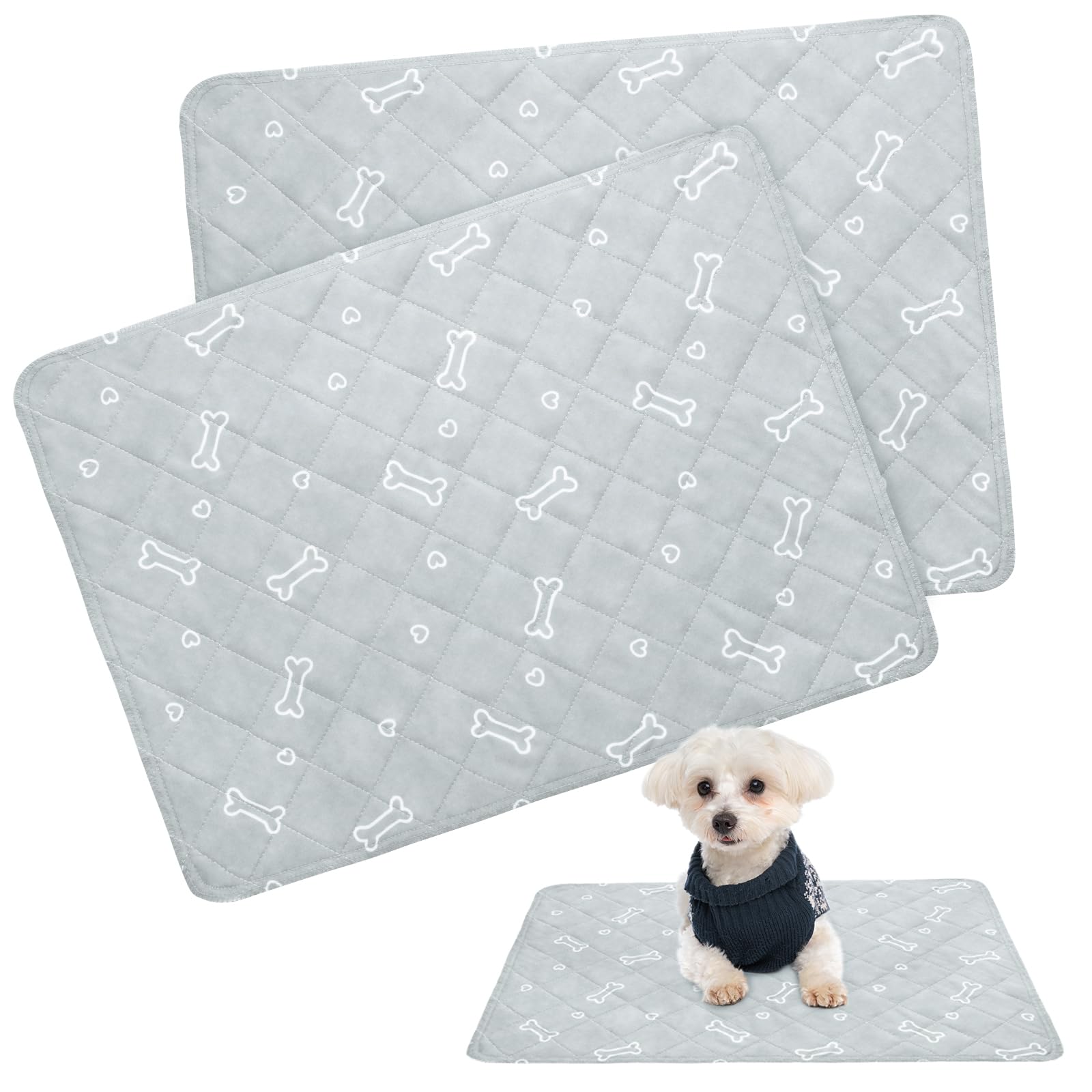 Washable Pee Pads For Dogs, 2 Pack Reusable Puppy Pads 19'' X 30'', Super Absorbent & Waterproof Training Mats For Potty, Crate,