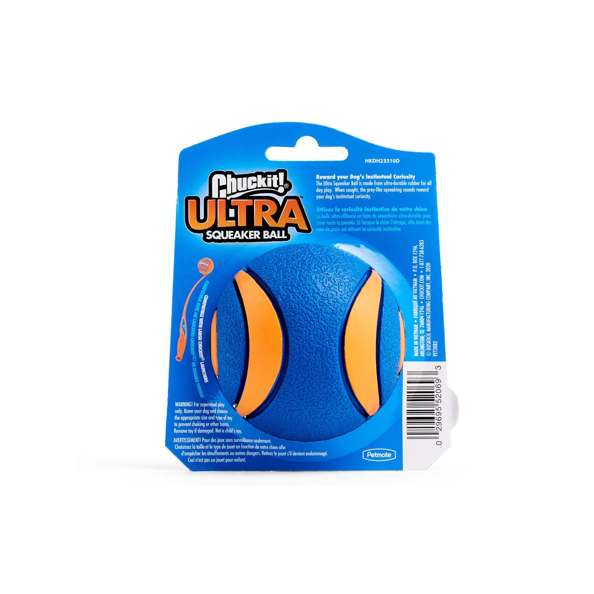 Chuckit! Ultra Squeaker Ball Dog Toy, Large (3 Inch) 1 Pack, for Large Breeds