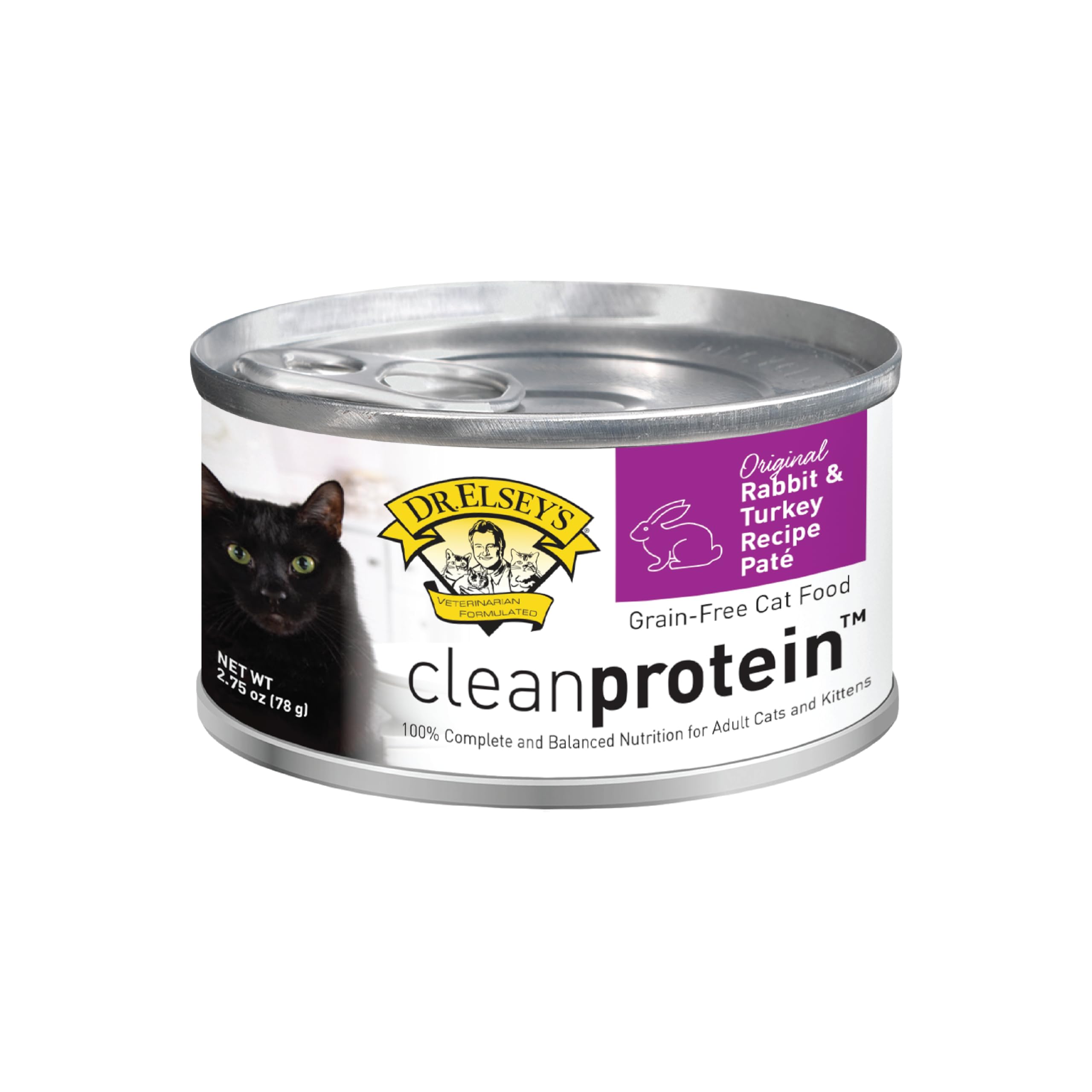Dr. Elseys cleanprotein Original Rabbit & Turkey Recipe Wet Cat Food, 2.75oz Cans, (Pack of 24)