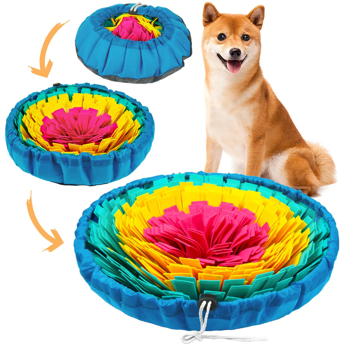 Vivifying Snuffle Mat For Dogs, Adjustable Dog Puzzle Toys Sniff Mat, Interactive Enrichment Toys For Slow Eating And Mental Stimulation (Red Yellow Blue)