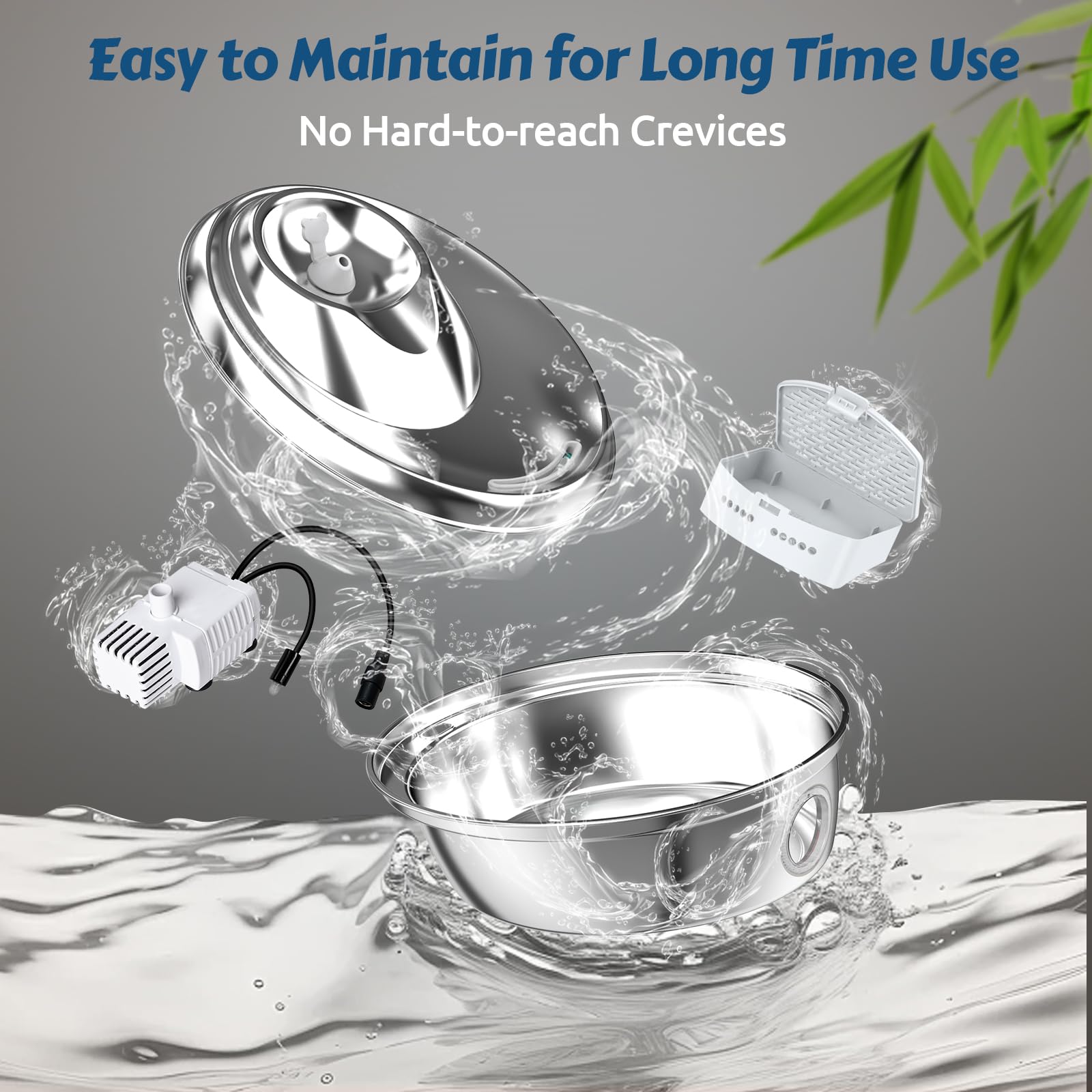 Orsda Stainless Steel Cat Water Fountain, Automatic Pet Water Fountain, 100Oz/3L Drinking Fountain Dog Water Dispenser With Wate