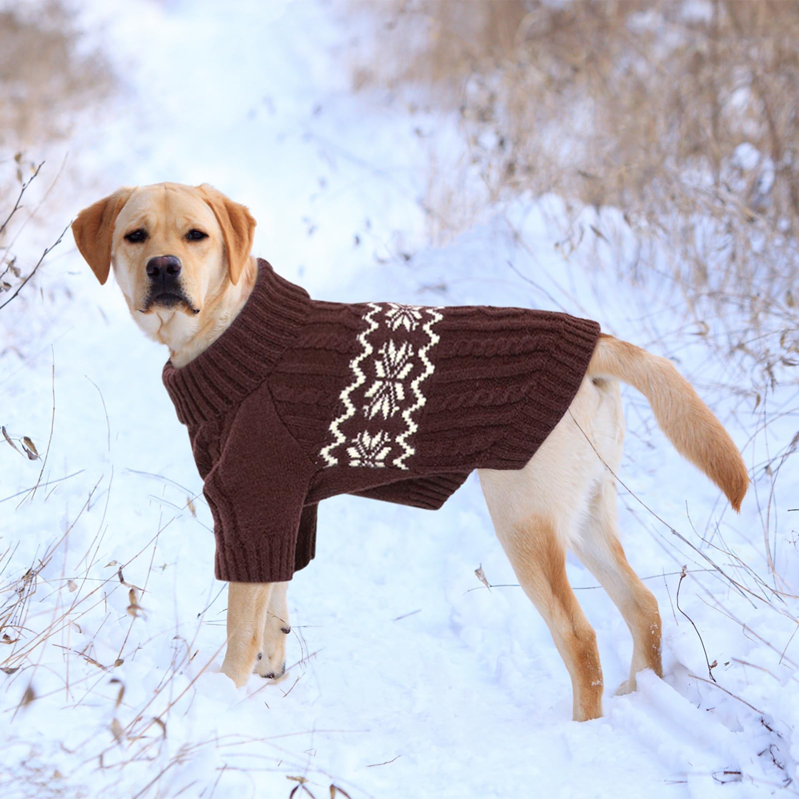 Kuoser Small Dog Sweater - Boy & Girl Christmas Outfit, Knitted Turtleneck Warm Dog Clothes For Pug, Dachshund, Coffee S