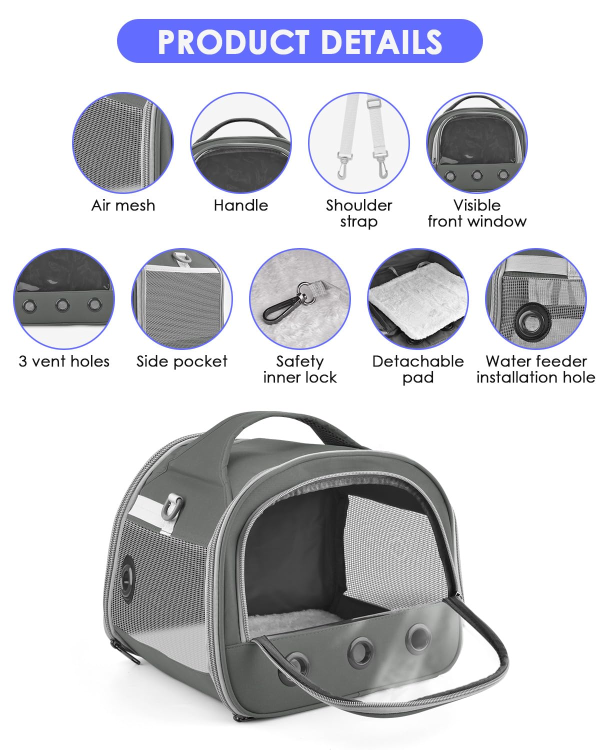 Bissap Guinea Pig Carrier Bag, Portable Small Animal Carrier Pouch For Hamster Chinchilla Rabbit Gerbil Hedgehog Sugar Glider Ou