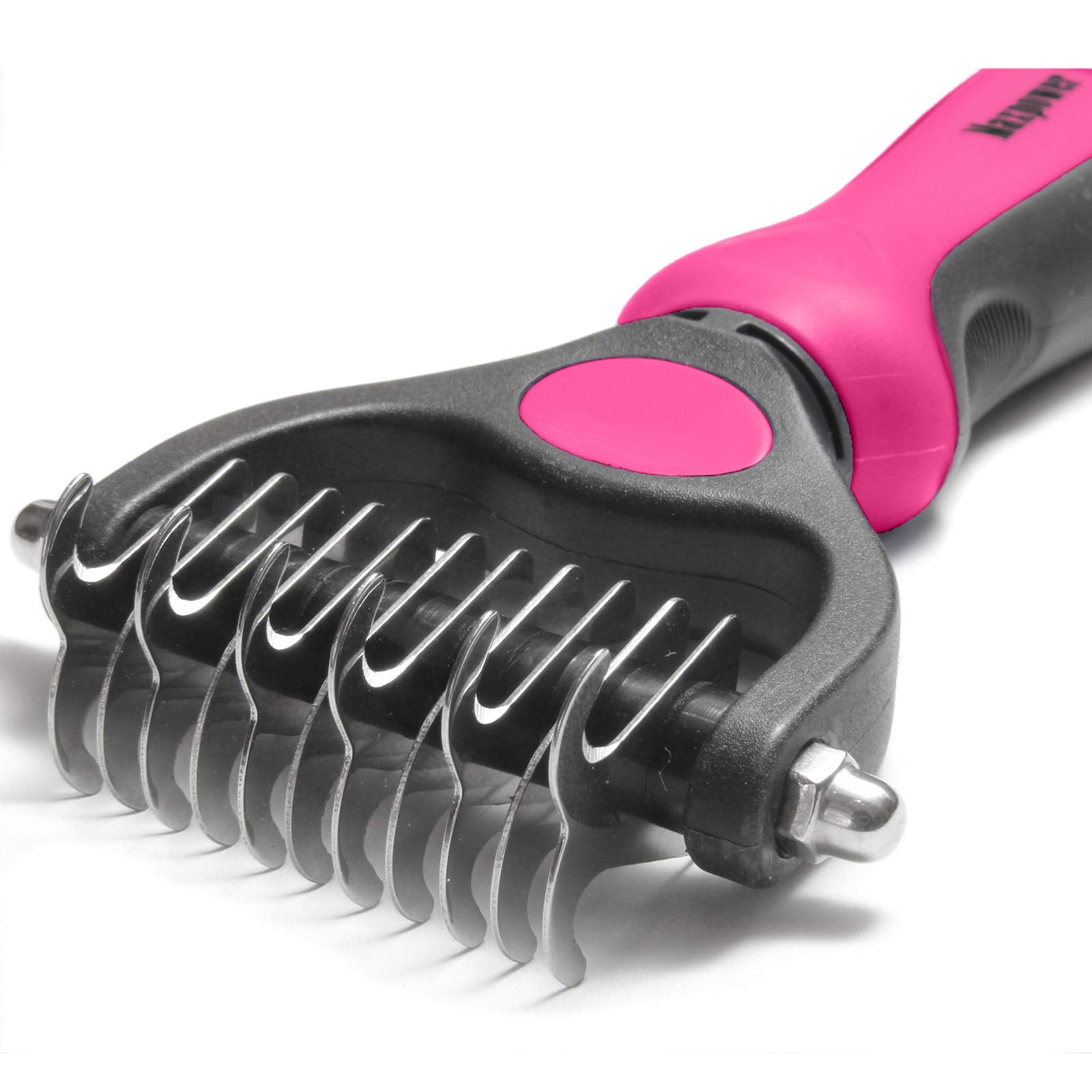 Maxpower Planet Pet Grooming Brush - Double Sided Undercoat Rake For Dogs & Cats, Extra Wide Brush To Reduce Shedding By 95% (Pi