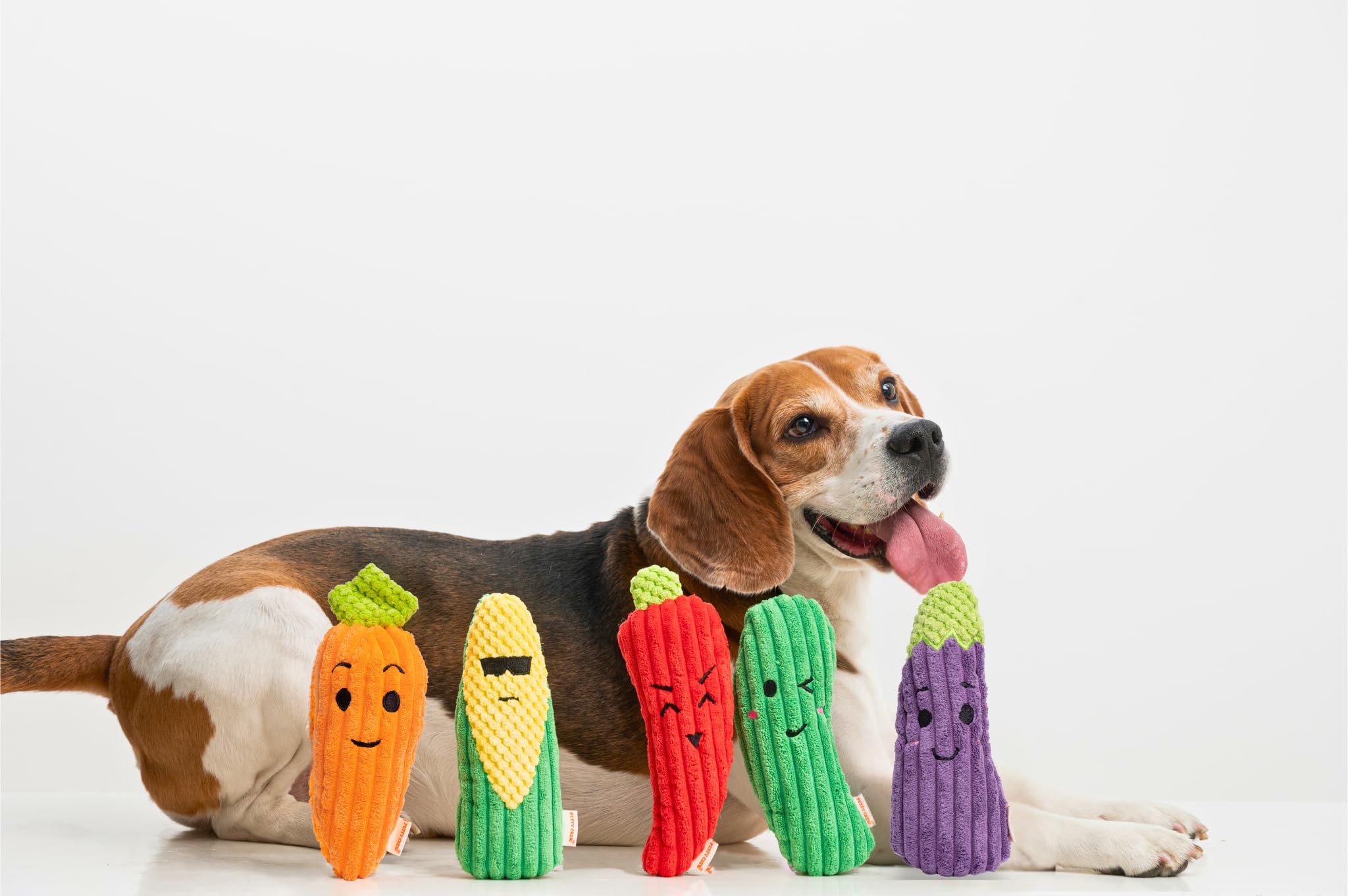 Puffy Crew Squeaky Dog Plush Toy, Bite_Stick Collection, 8'', For Small And Medium Dogs (Eggplant)