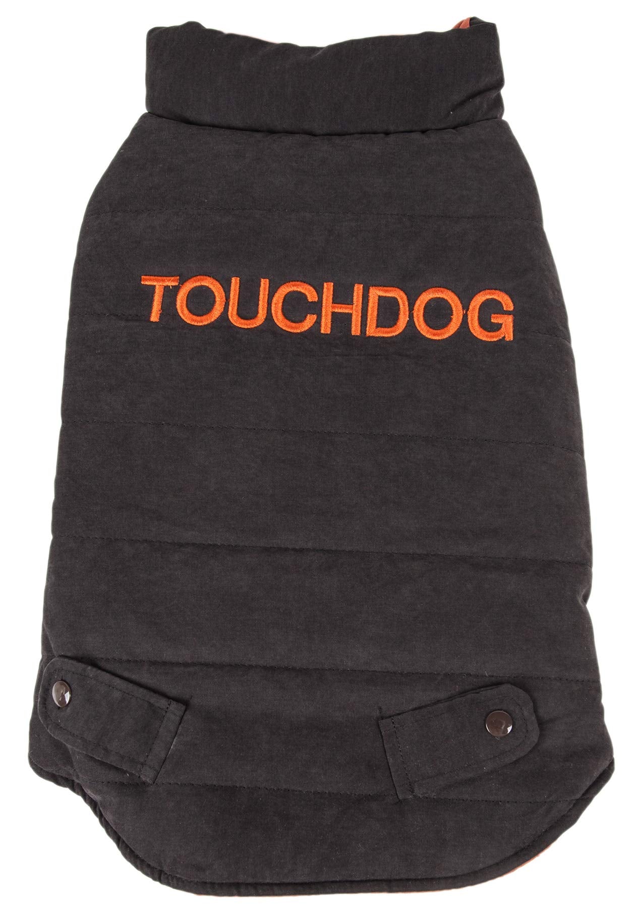 TOUCHDOG 'Waggin Swag' Fashion Designer Reversible 3M Insulated Pet Dog Coat Jacket, Medium, Brown / Orange