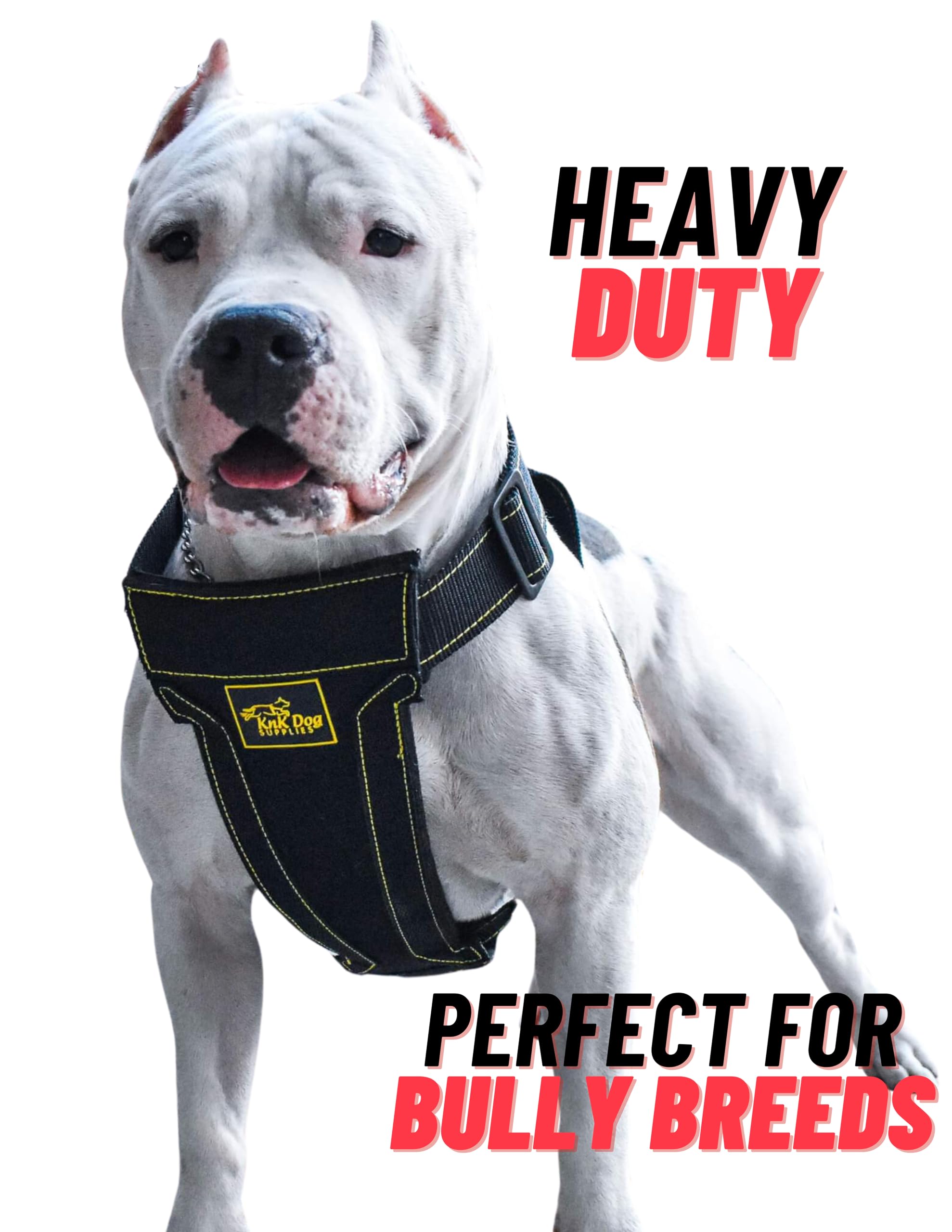 Knk Big Large Heavy Duty Dog Harness Vest, Medium Sized Dogs And Strong Dogs, Durable, Thick, Sturdy Adjustable 2 Leash Metal Cl