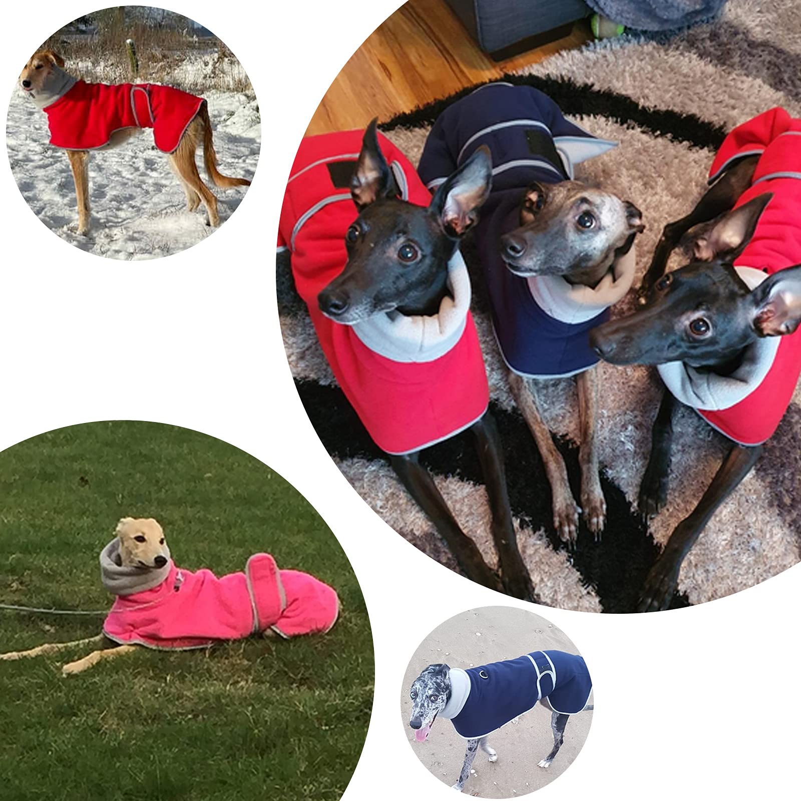 Greyhound Cosy Fleece Jumper, Dog Winter Coat With Warm Fleece Lining, Outdoor Dog Apparel With Adjustable Bands For Medium, Large Dog -Gray-Xl