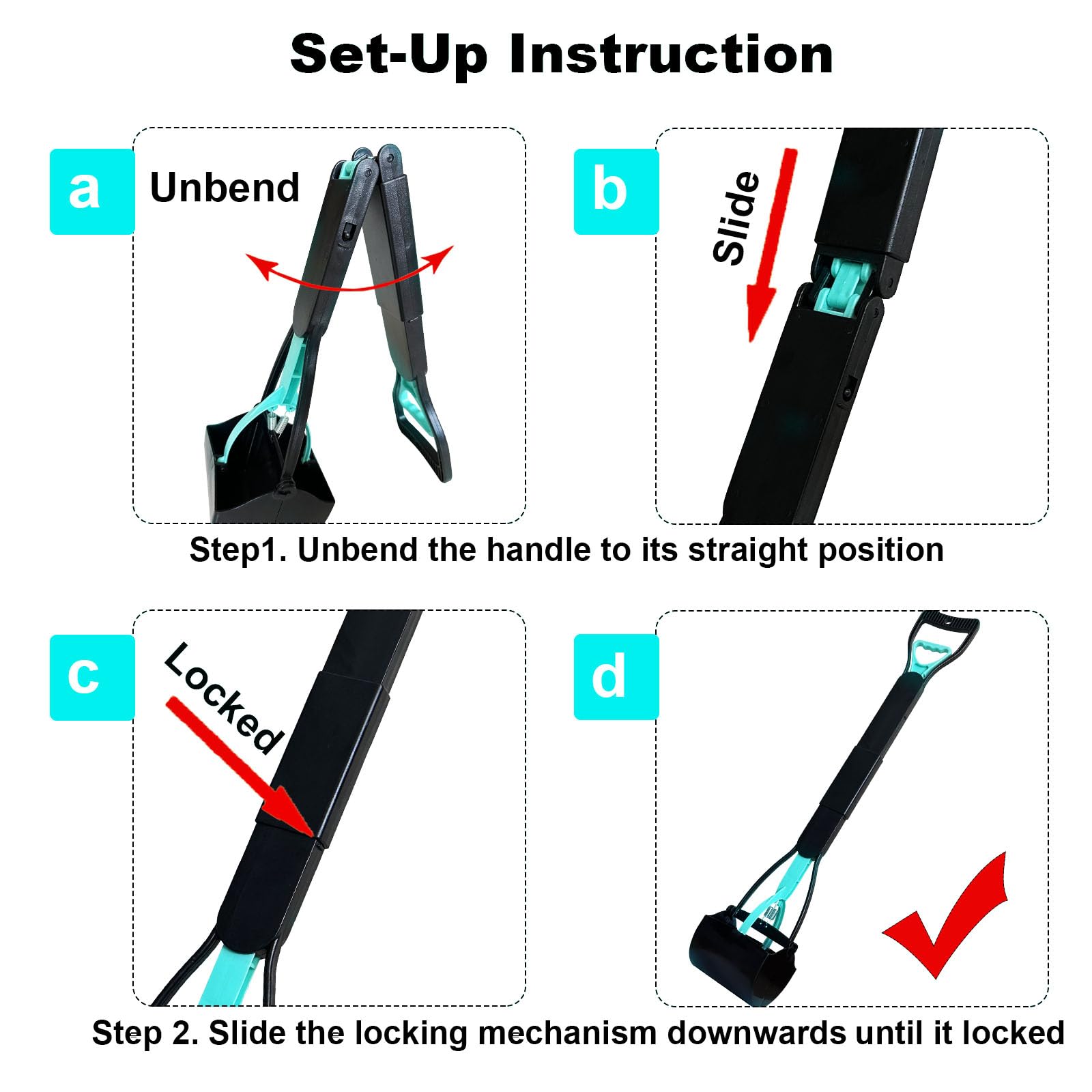 Ienjoyed 32' Tall Pooper Scooper, Large Pooper Scooper For Dogs Heavy Duty, Dog Pooper Scooper With Long Handle & High Strength
