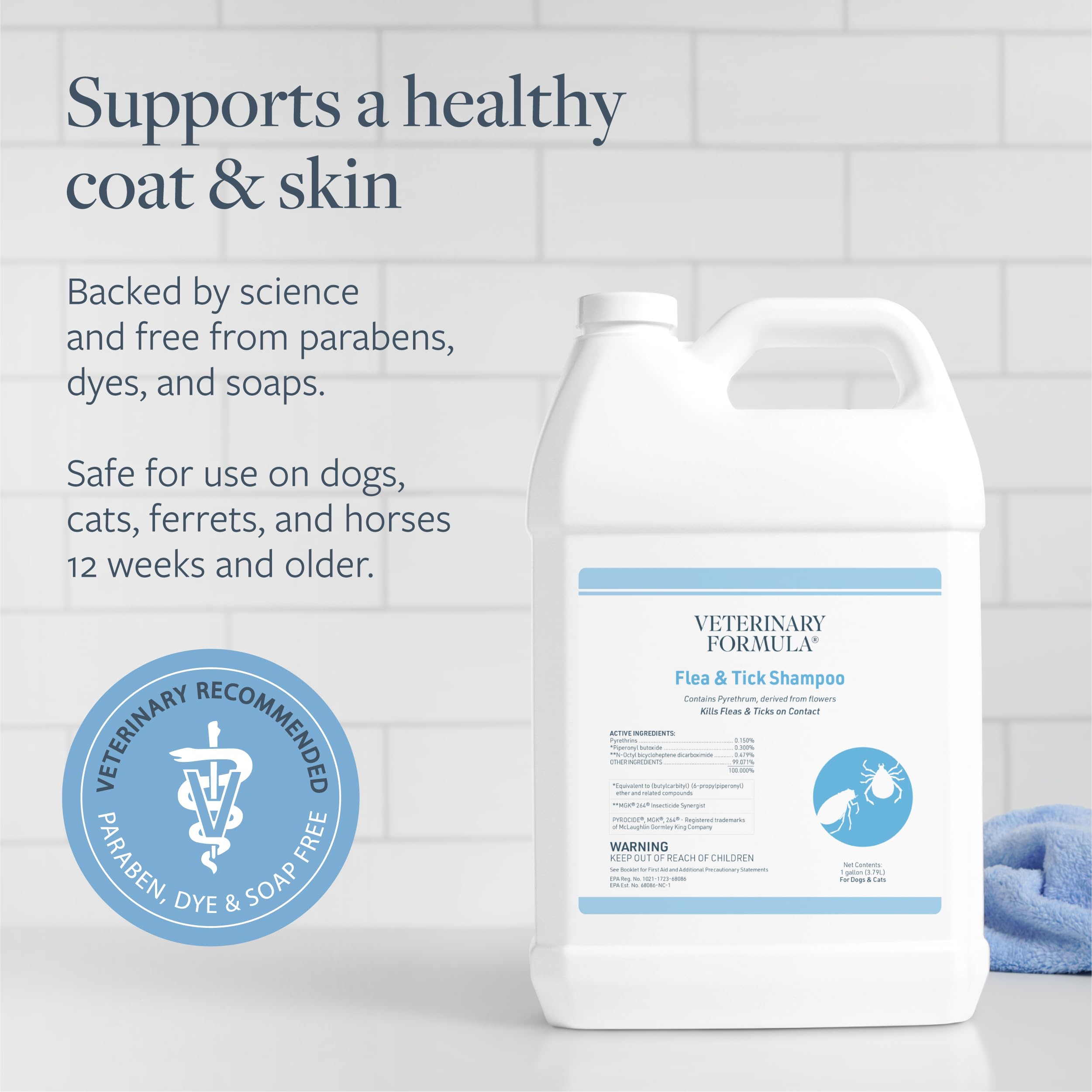 Veterinary Formula Flea And Tick Shampoo For Dogs And Cats, 1 Gallon - Dog And Cat Flea Shampoo With Pyrethrum To Kill Fleas, Ti