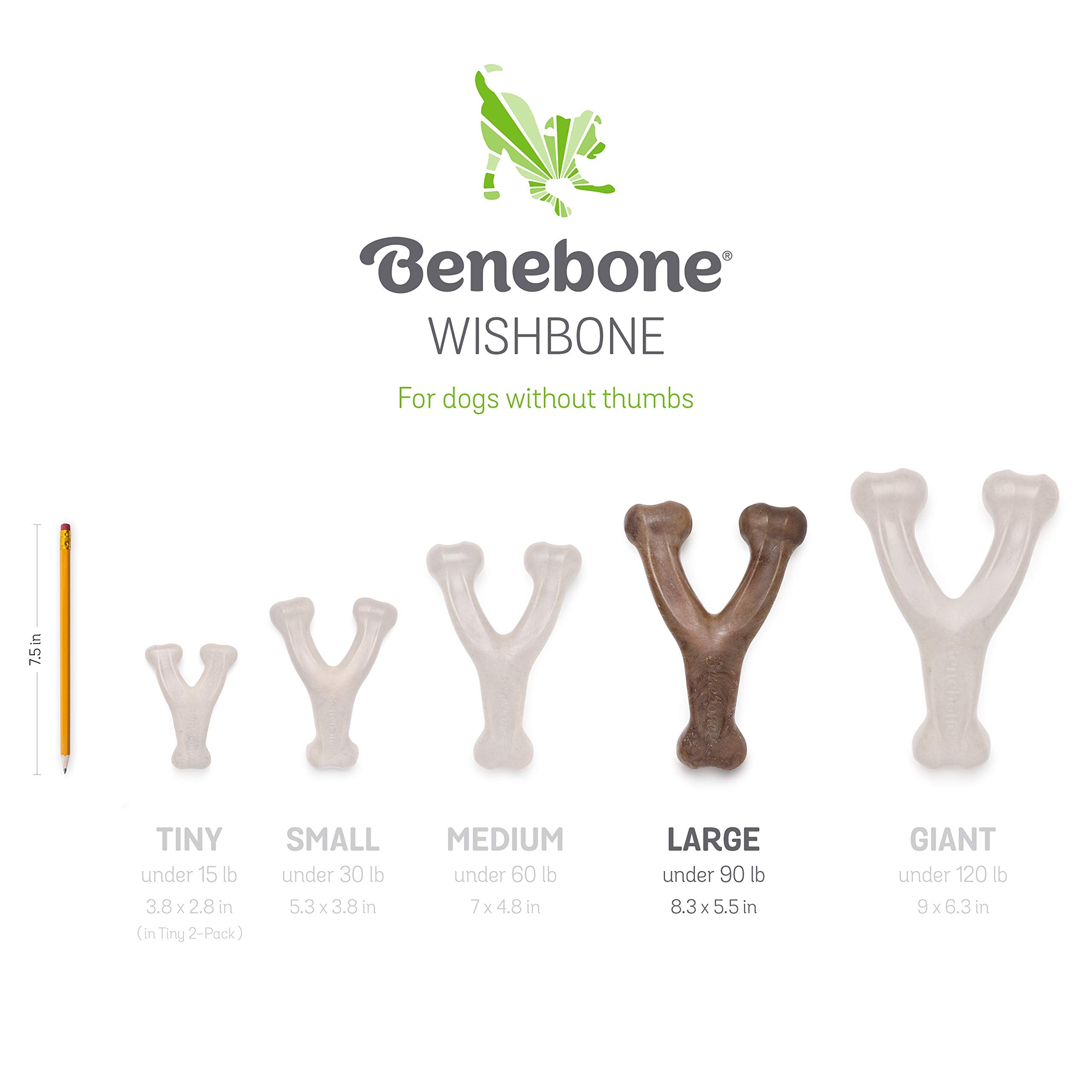 Benebone Wishbone Durable Dog Chew Toy For Aggressive Chewers, Real Peanut, Made In Usa, Large