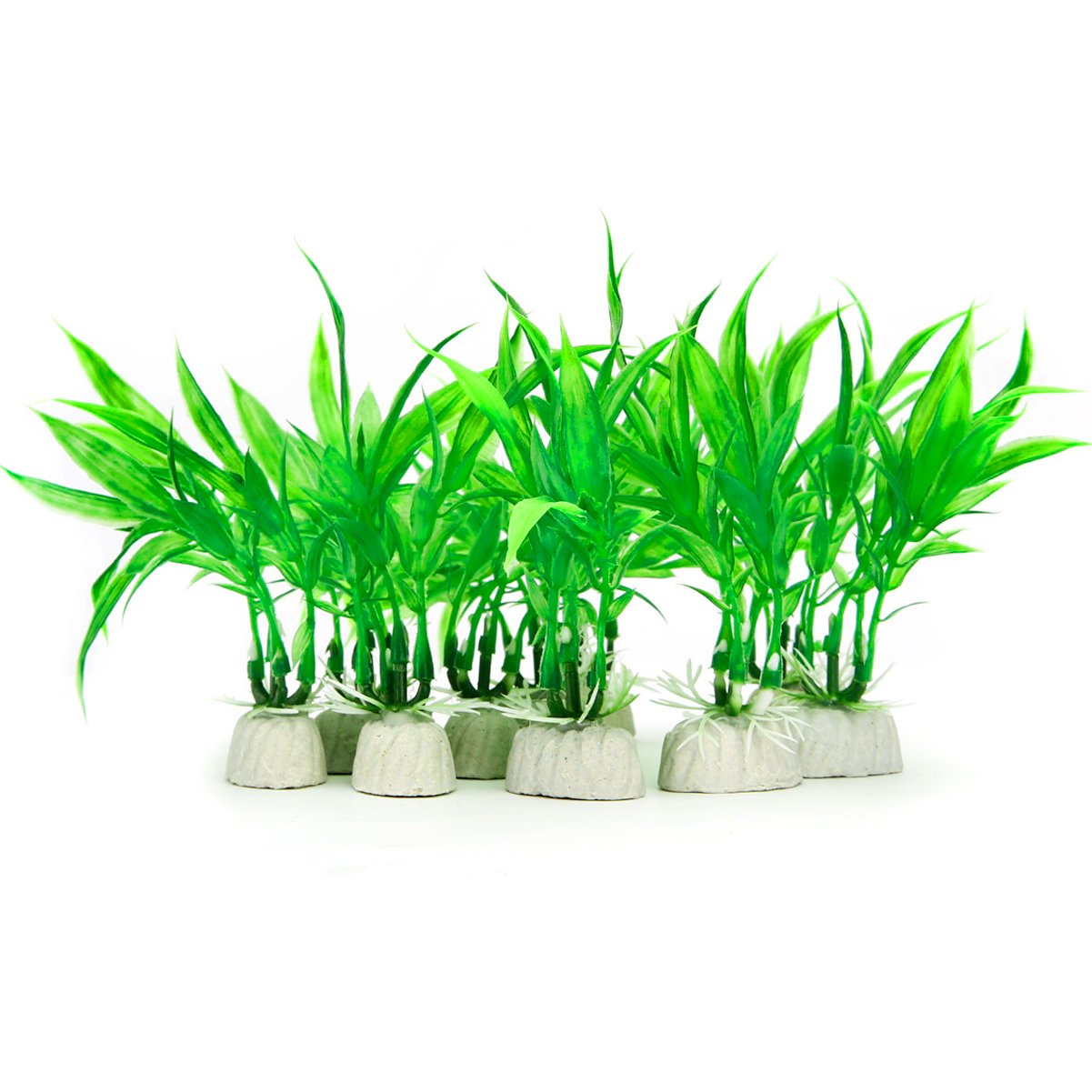 Comsun 10 Pack Artificial Aquarium Plants, Small Size 4 Inch Approximate Height Fish Tank Decorations Home Décor Plastic Green