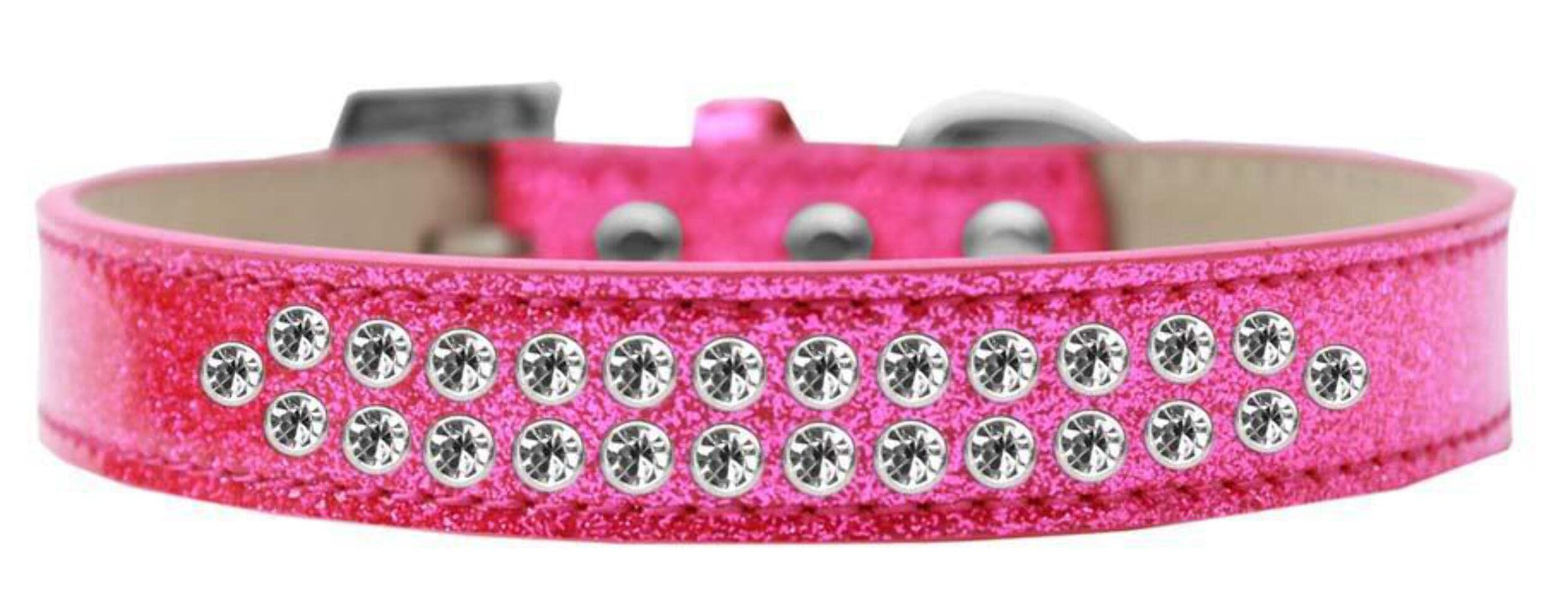 Dog, Puppy & Pet Ice Cream Collar, Two Row Clear Crystal Rimsets Pink 20