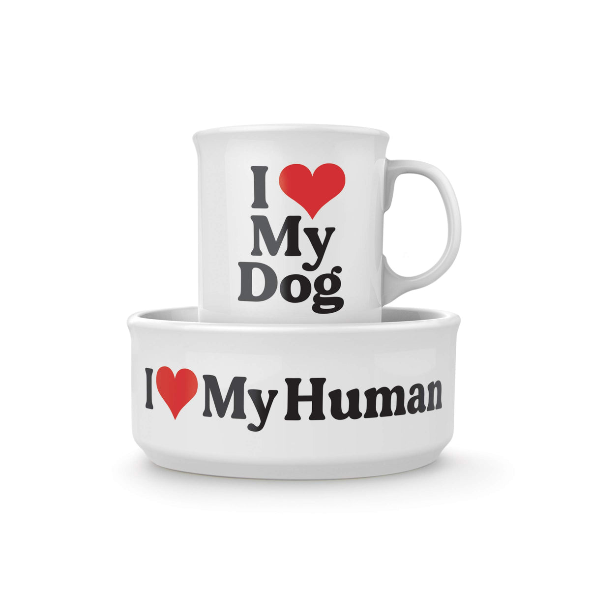 Genuine Fred Howligans - Mug + Dog Bowl - Love Dog, White