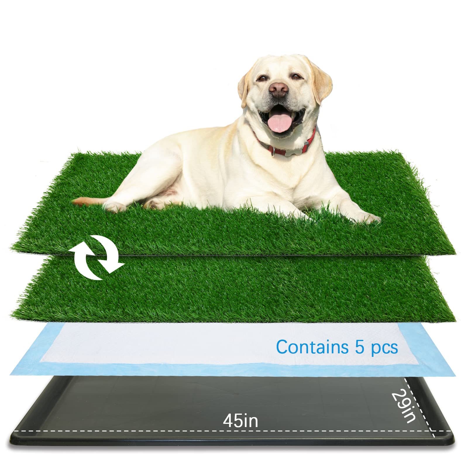 Oiyeefo Dog Grass Pad With Tray,45   X 29    Indoor Dog Potty With 2 Packs Replacement Artificial Fake Grass-5 Packs Disposable 