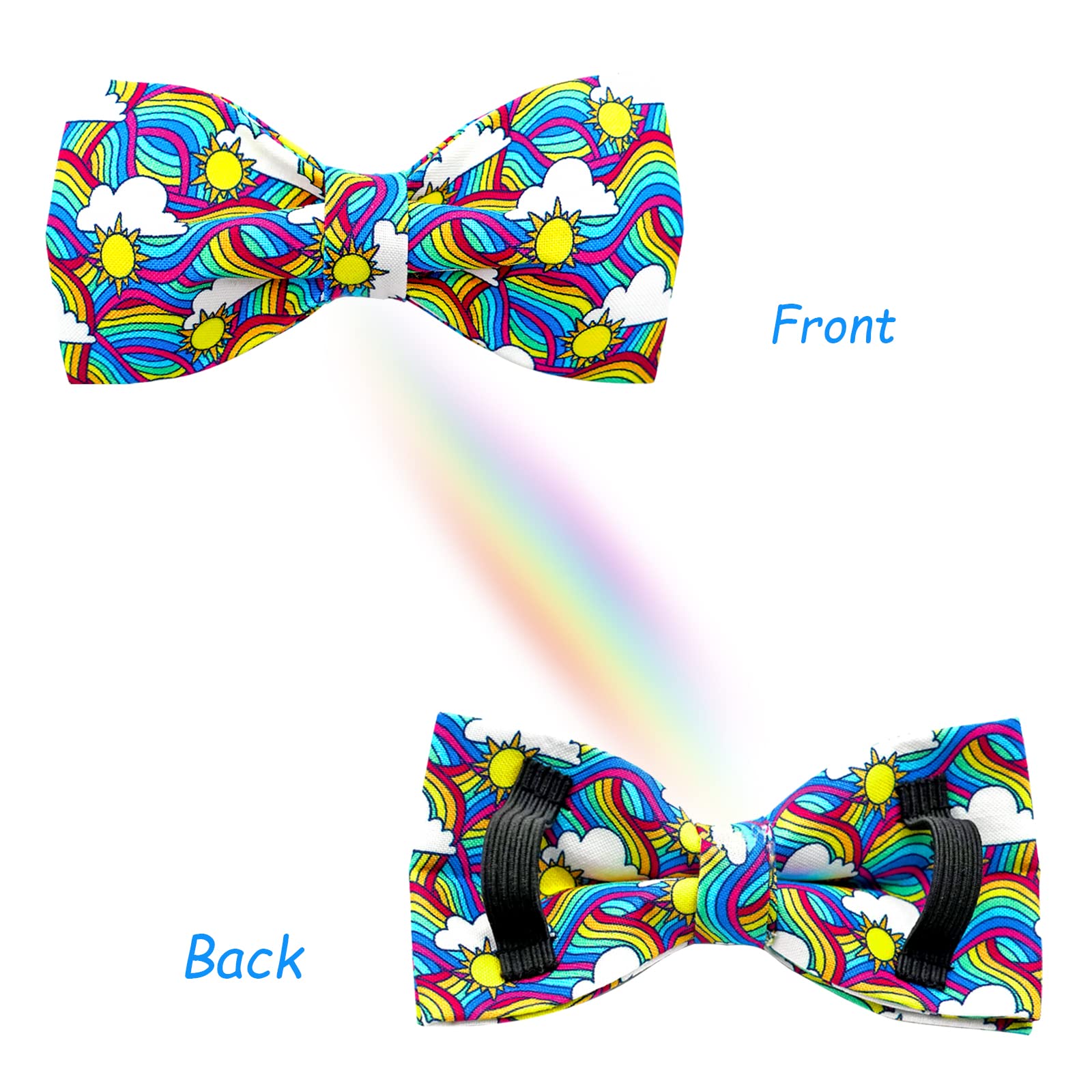 Lionheart Glory Rainbow Dog Collar Colorful Dog Bow Collar Heavy Duty Adjustable Pride Dog Collar With Bowtie For Medium Dogs Pe