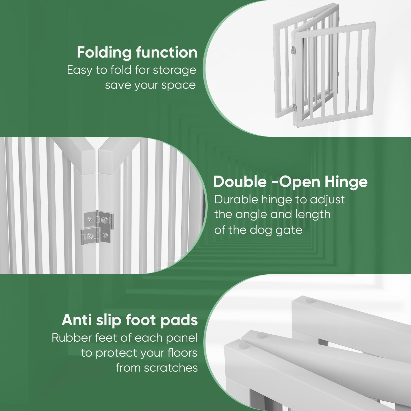 Dog Gate, Bamboo Freestanding Dog Gates For Doorways, Foldable Dog Gate Indoor, Pet Gates For Doorways Bedroom, Puppy Gate With