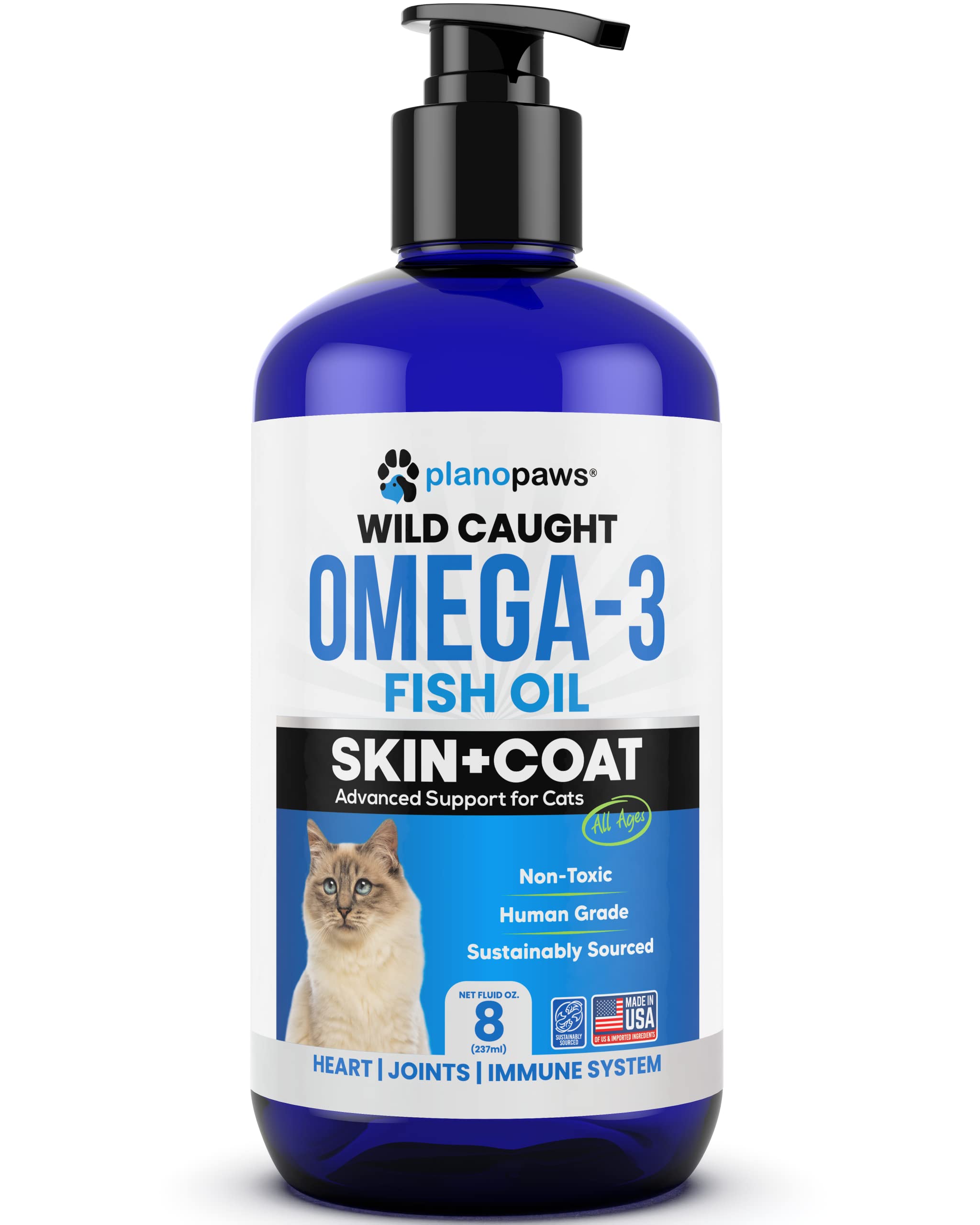Omega 3 Fish Oil for Cats - Better Than Salmon Oil - Kitten & Cat Vitamins and Supplements - Cat Dandruff Treatment - Liquid Fis