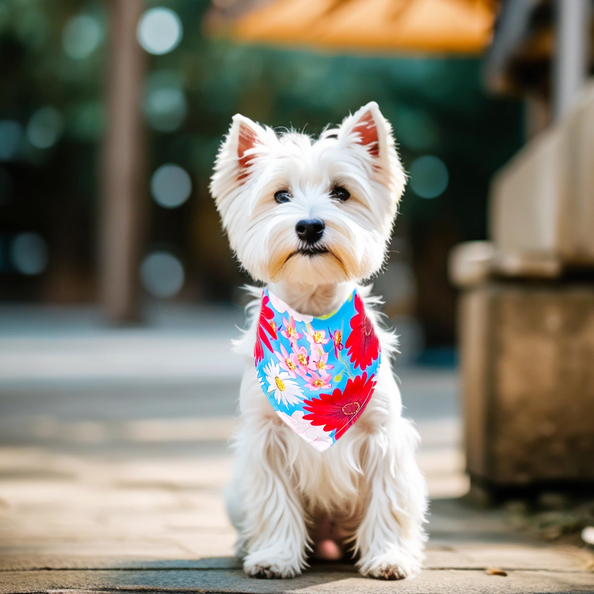 JpGdn 10PCS Big Dog Bandanas Floral Spring Flowers for Large XL Breed Dog Pink Purple Yellow Pattern Kerchief Triangle Bibs Head