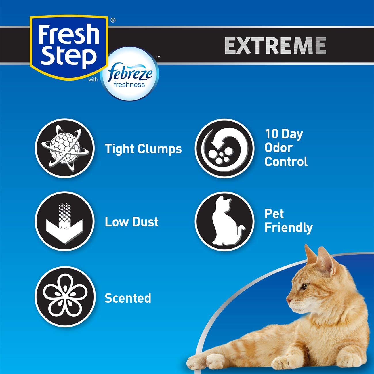 Fresh Step Extreme Mountain Spring Scented Clumping Cat Litter With Febreze Freshness, 42 Lbs.