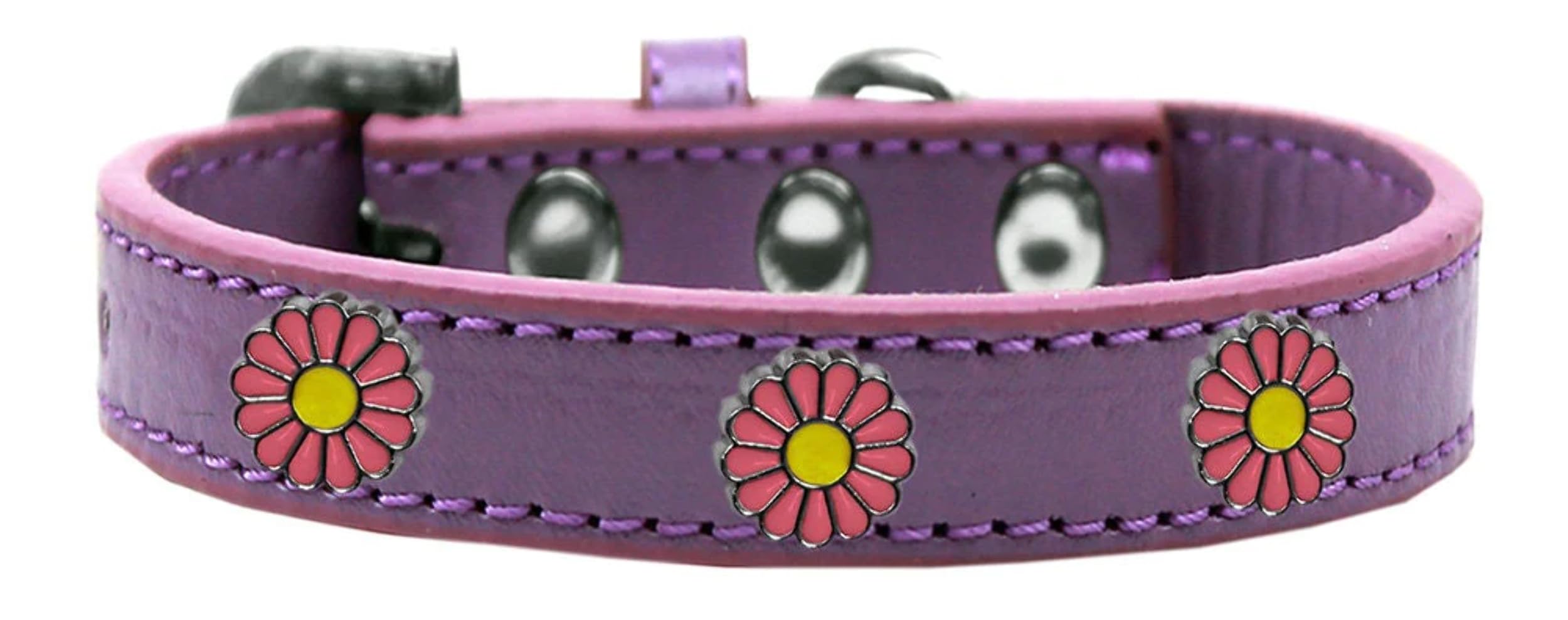 Dog, Puppy and Pet Widget Fashion Collar, &quot;Pink Daisies&quot; Bright Pink 12