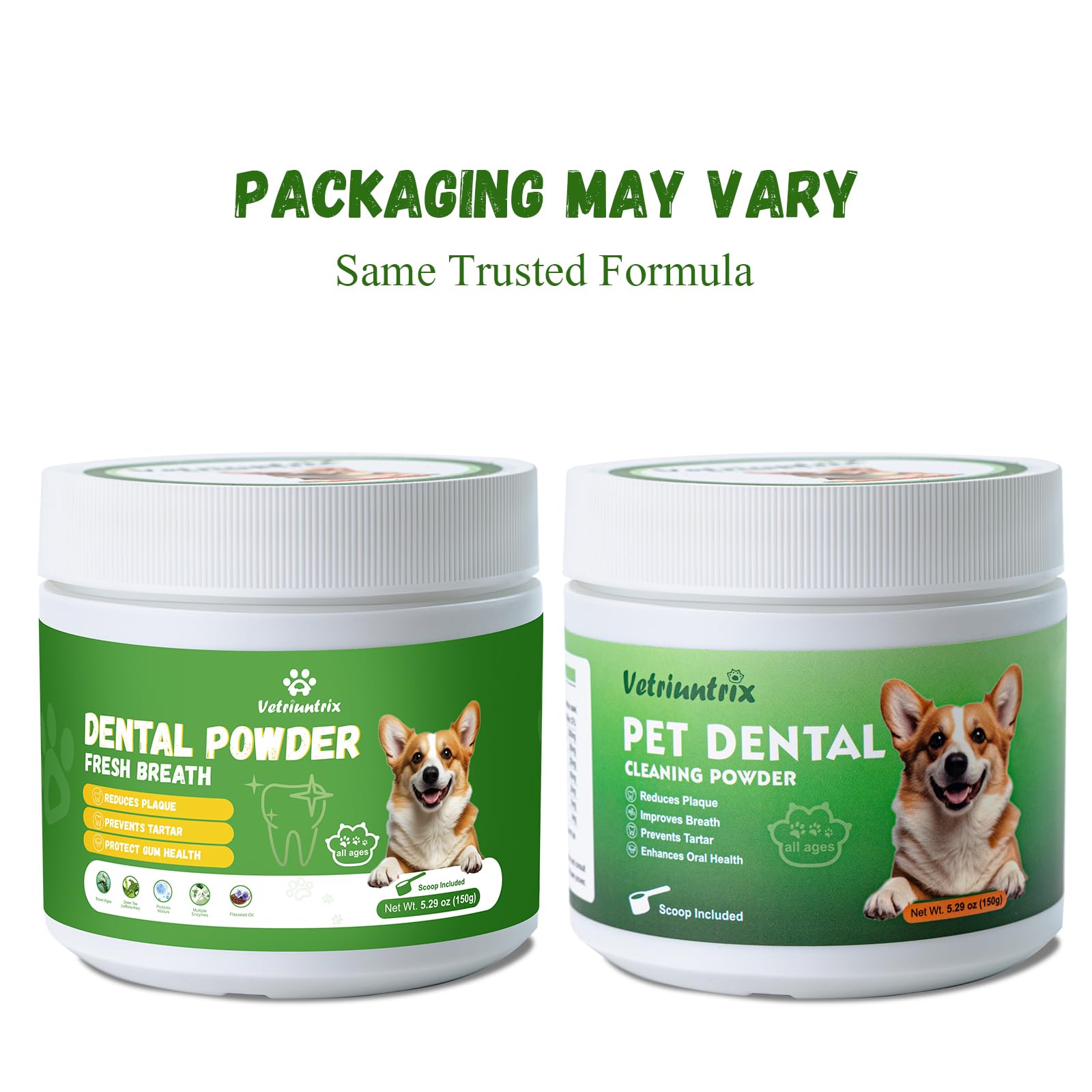 Vetriuntrix Dog Dental Care Powder - 300g Teeth Cleaning Powder for Dogs with Probiotic, Plaque & Tartar Control with Natural En