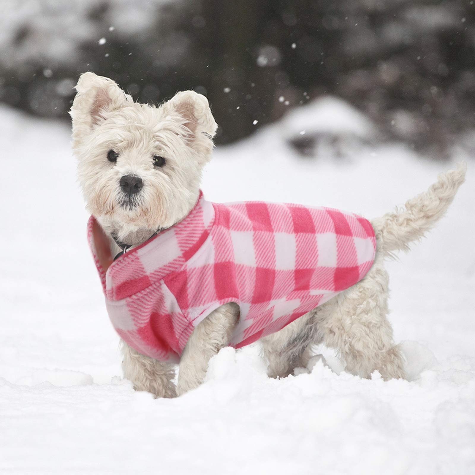 Kuoser Stretch Fleece Vest: Soft Plaid Dog Sweater For Small Dogs & Cats, Warm Coat Jacket - Winter Clothes For Teddy, Chihuahua