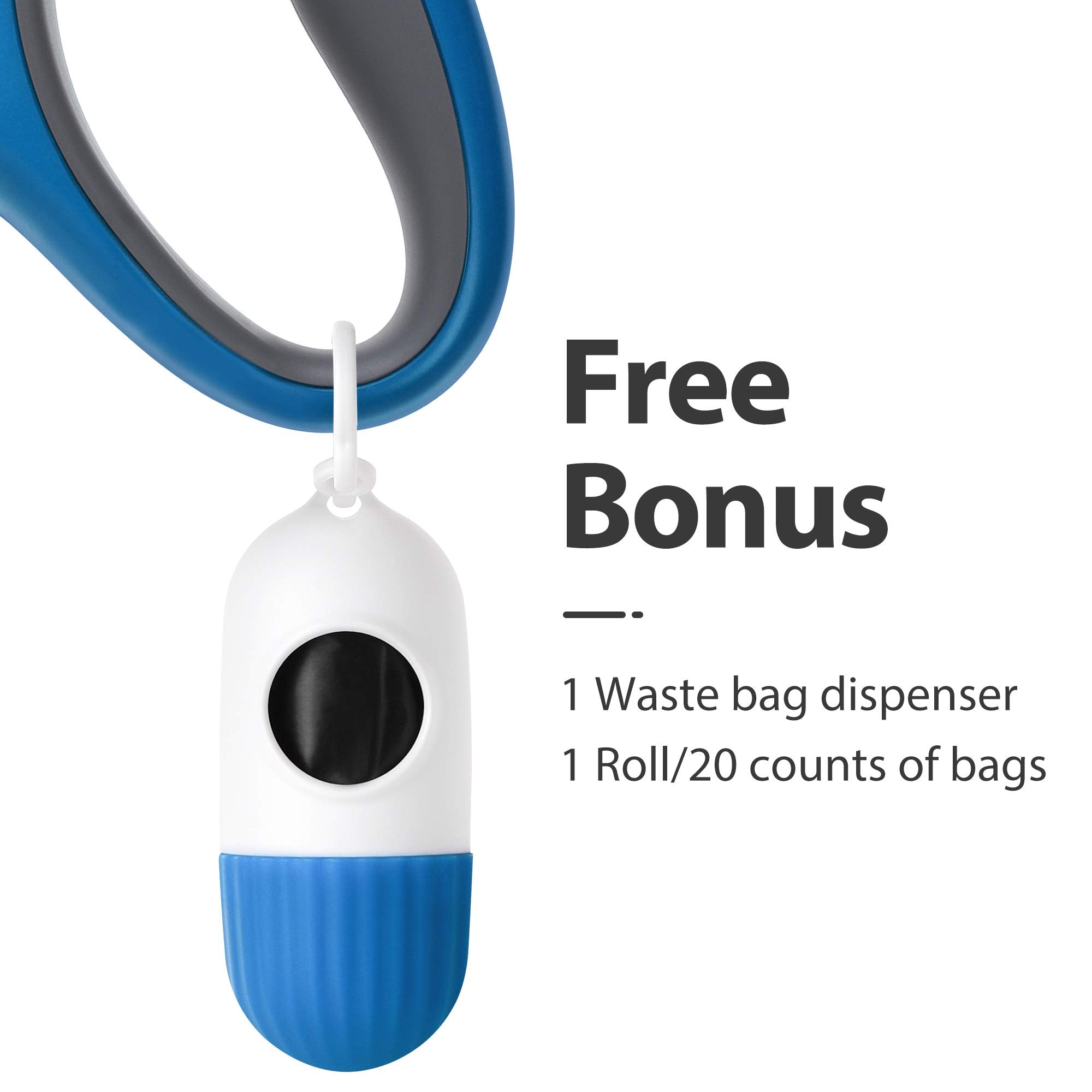 Fida Retractable Dog Leash With Dispenser And Poop Bags, 10 Ft Pet Walking Leash For X-Small Dog Or Cat Up To 18 Lbs, Anti-Slip Handle, Tangle Free, Reflective Nylon Tape (Xs, Blue)