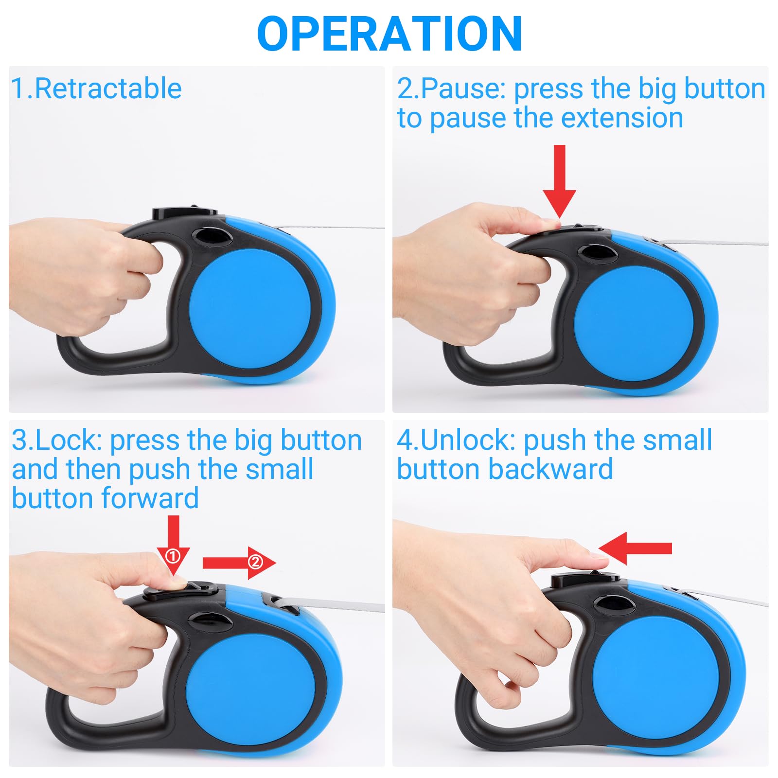 Segarty Dog Leash Retractable For Large Medium Dogs, 16Ft Heavy Duty Walking Dog Leash For Dogs Up To 110Lb, Anti-Slip Handle 36