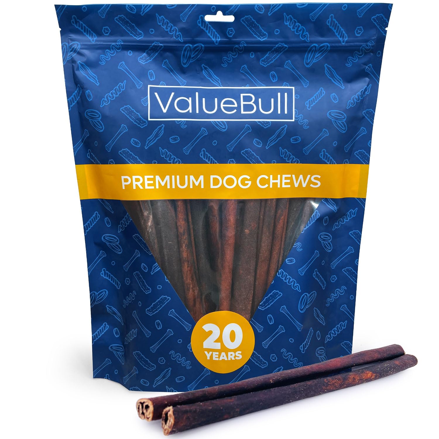 ValueBull Collagen Sticks for Dogs, 12 Inch Medium Chews, Natural Long-Lasting Dog Treats, 25 Count - Supports Joints, Skin & Co