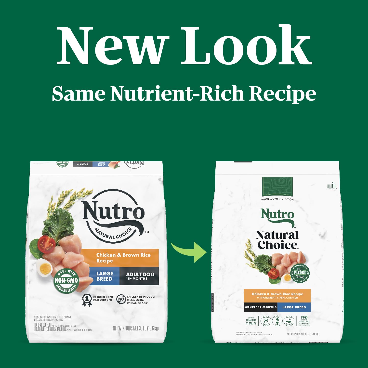 Nutro Natural Choice Adult Large Breed Dry Dog Food, Chicken and Brown Rice Recipe, 30 lbs.