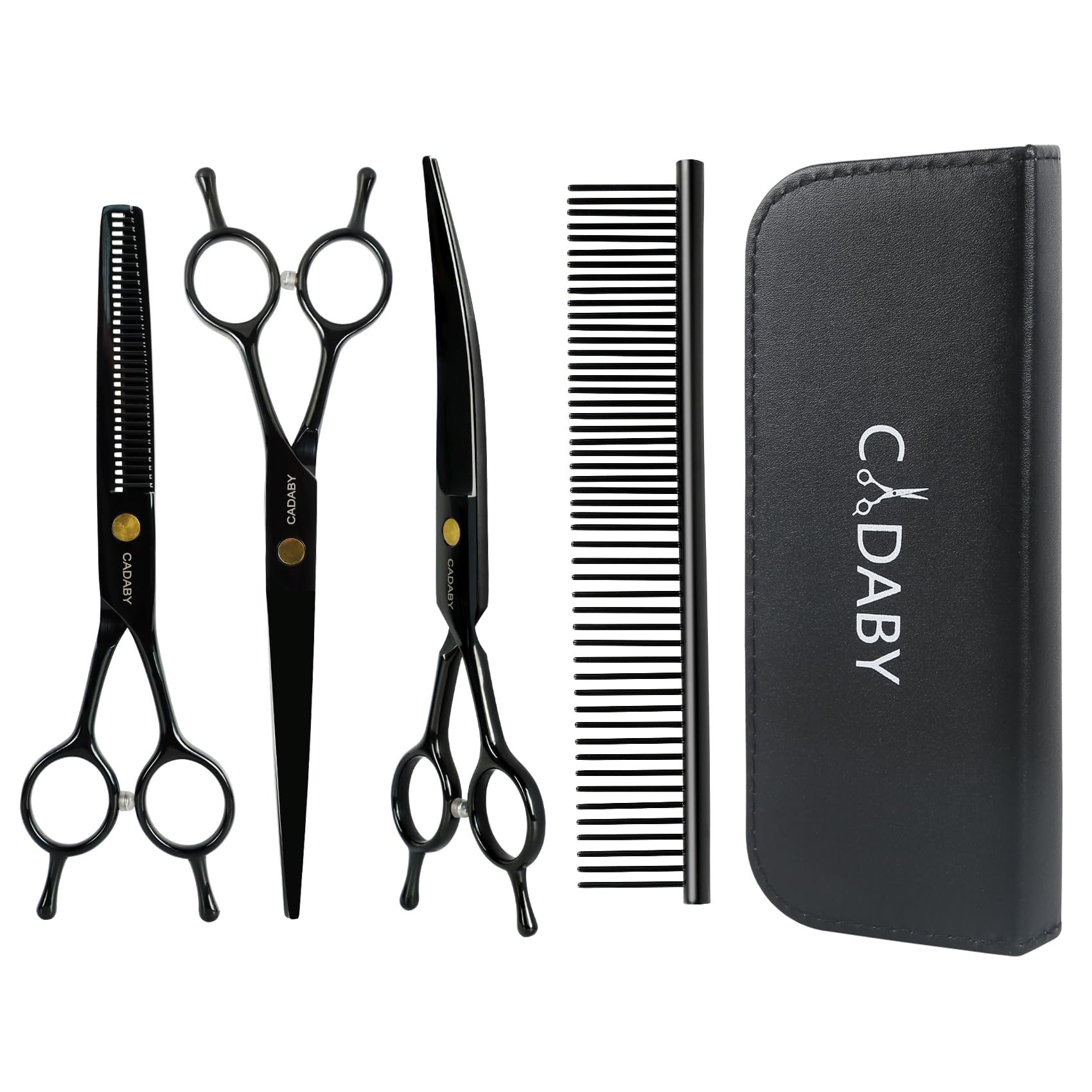 Cadaby Dog Grooming Scissors Kit With Blunt Tips, 5 In 1 Professional Dog Shears For Grooming, 4Cr Stainless Steel Pet Scissors,