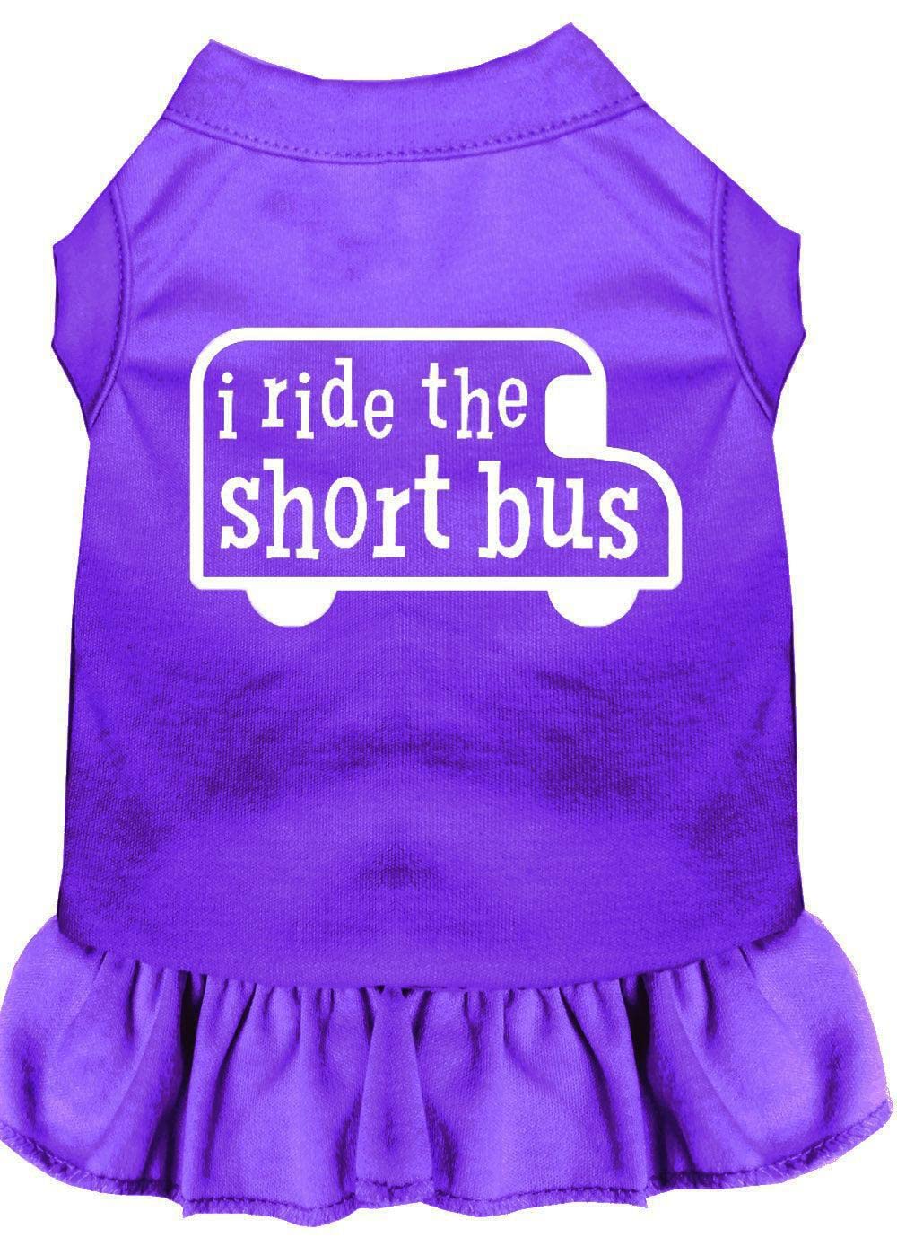 Mirage Pet Products 57-48 LGPR Purple I Ride The Short Bus Screen Print Dress, Large