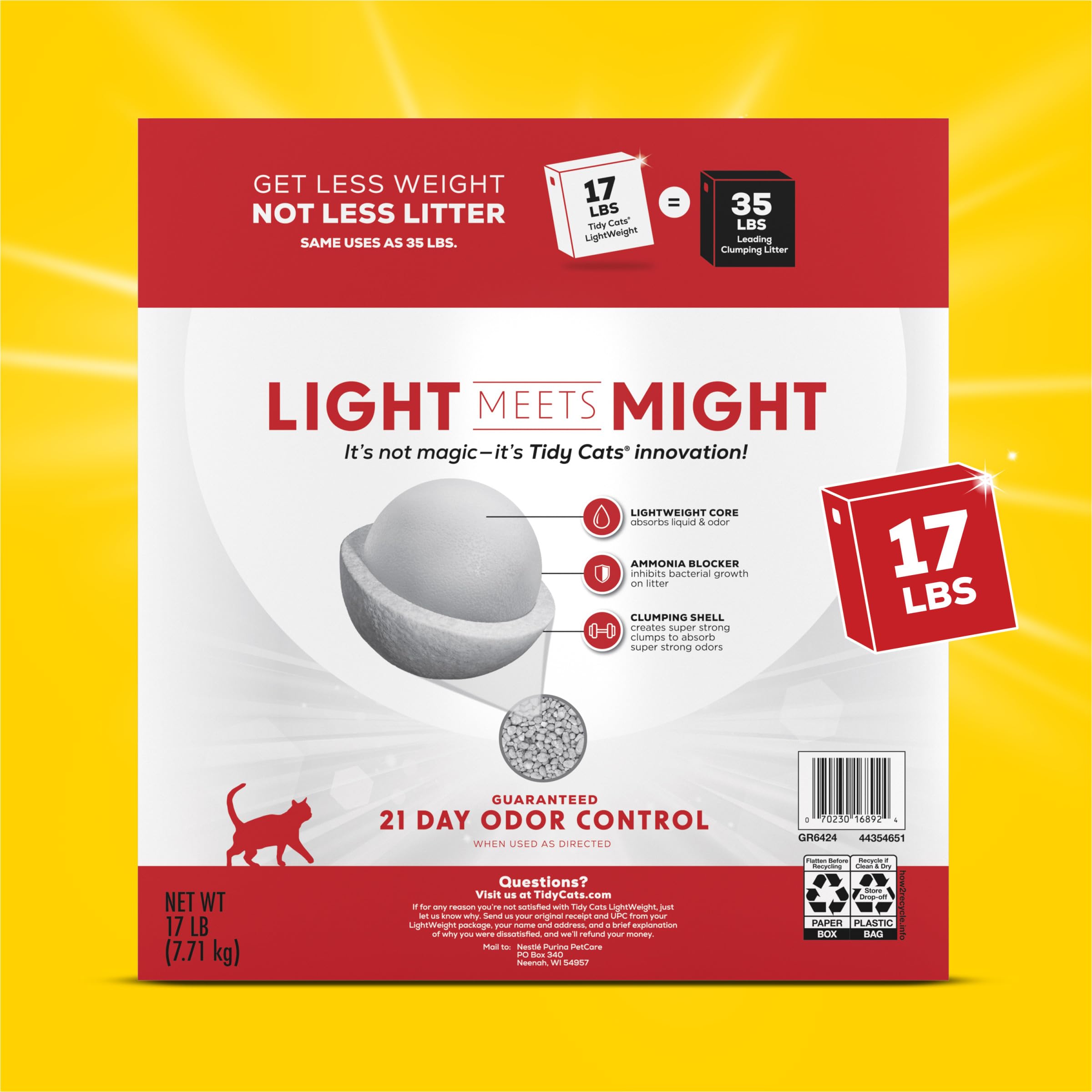 Purina Tidy Cats Lightweight, Low Dust, Clumping Cat Litter Odor Control 24/7 Performance Multi Cat Litter - 17 Lb. Box