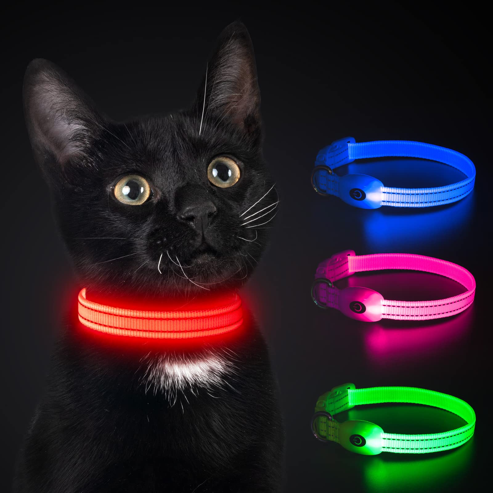 Yfbrite Light Up Dog Collars For Night Walking, Rechargeable Led Cat Collar, Comfortable Adjustable Lighted Dog Collar Rechargab