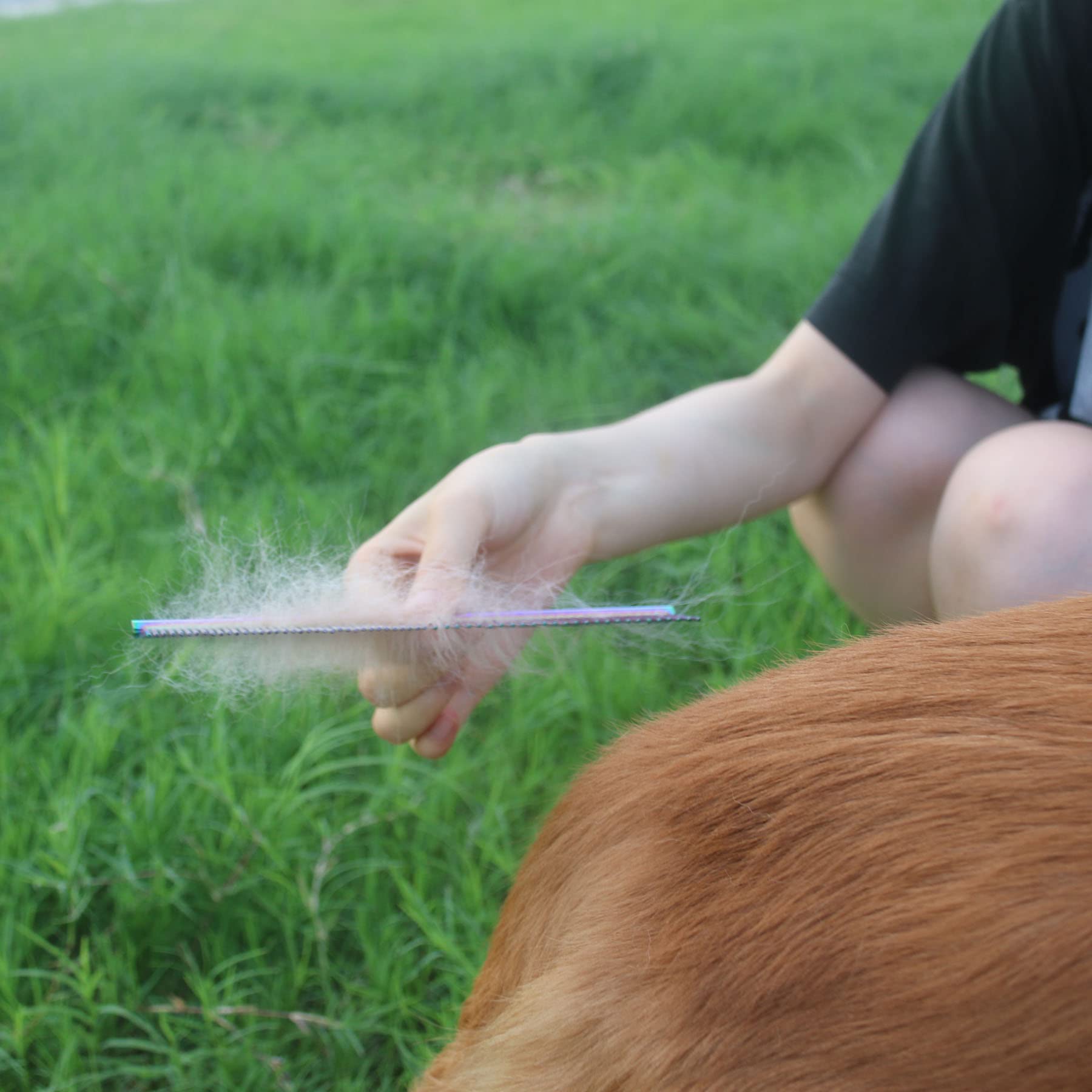Ropo Dog Comb For Removing Matted Fur - Pet Dematting Comb With Rounded Teeth And Non-Slip Grip Handle - Prevents Knots And Mats