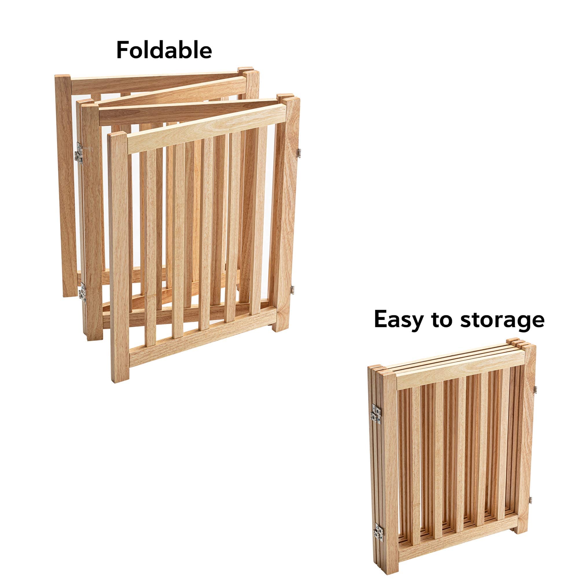 Lzrs Solid Hardwood Freestanding Pet Gate,Wooden Dog Gates For Doorways,Nature Wood Dog Gates For The House,Dog Gate For Stairs,Freestanding Indoor Gate Safety Fence,Natural,24' Height-4 Panels